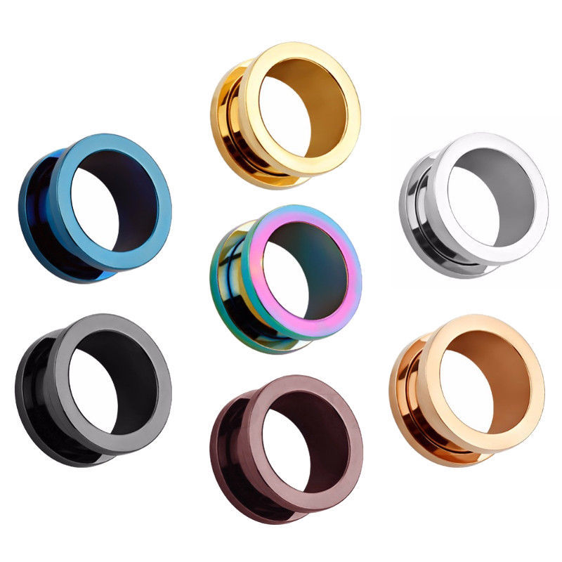 PAIR Stainless Steel Ear Gauges Screw Fit Ear Tunnels Plugs Earrings 12g-3/4″
