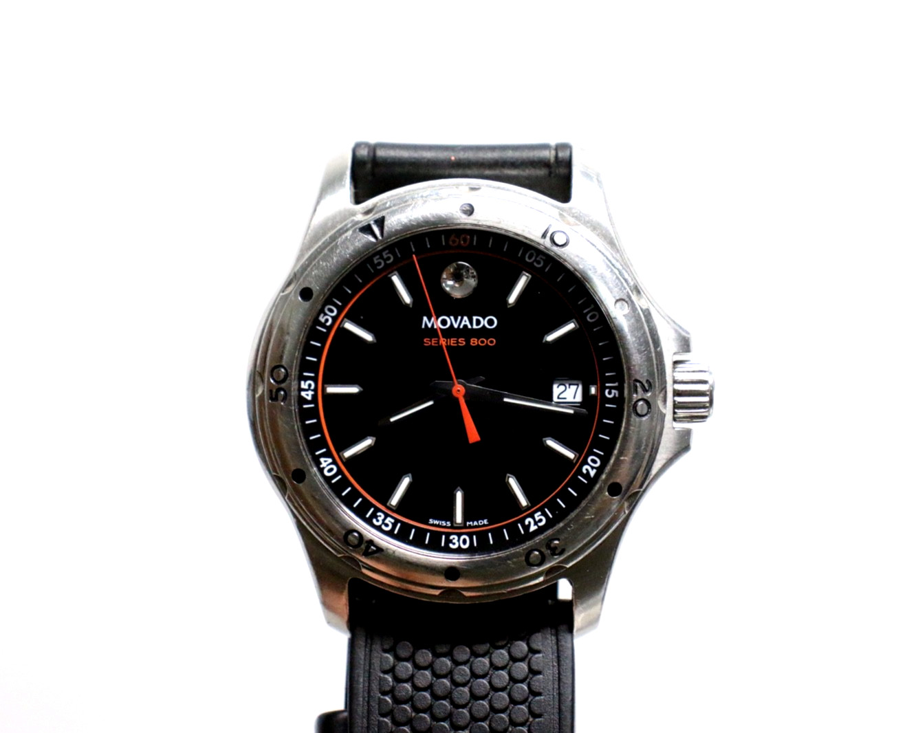 Movado 800 Series Black/Orange Stainless Steel Men’s Watch 11330890