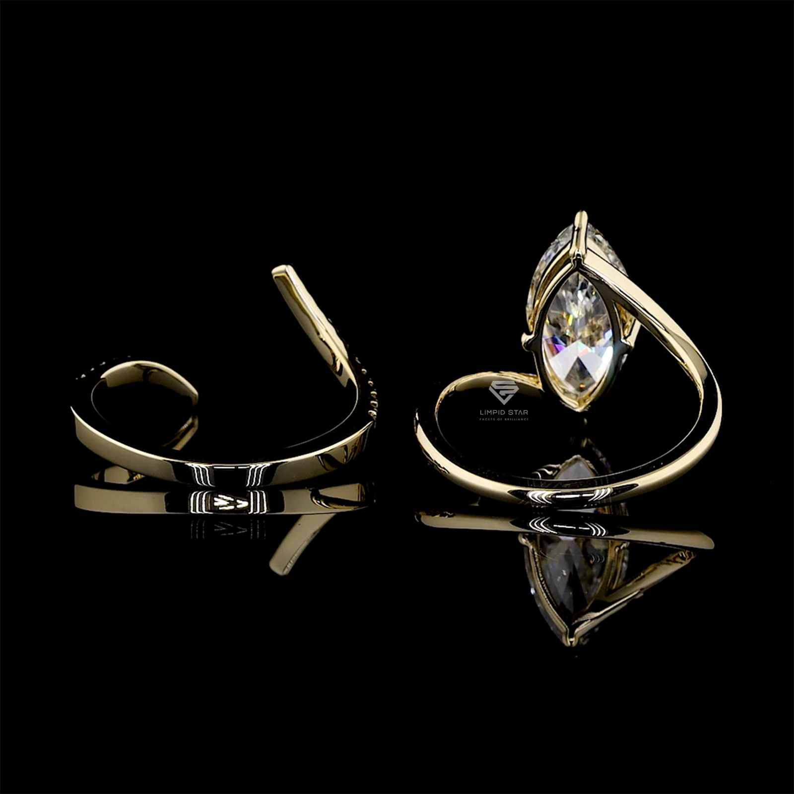 2.40CT Marquise Cut Lab Grown Diamond Ring G VS1 IGI 14K Yellow Gold Size 6