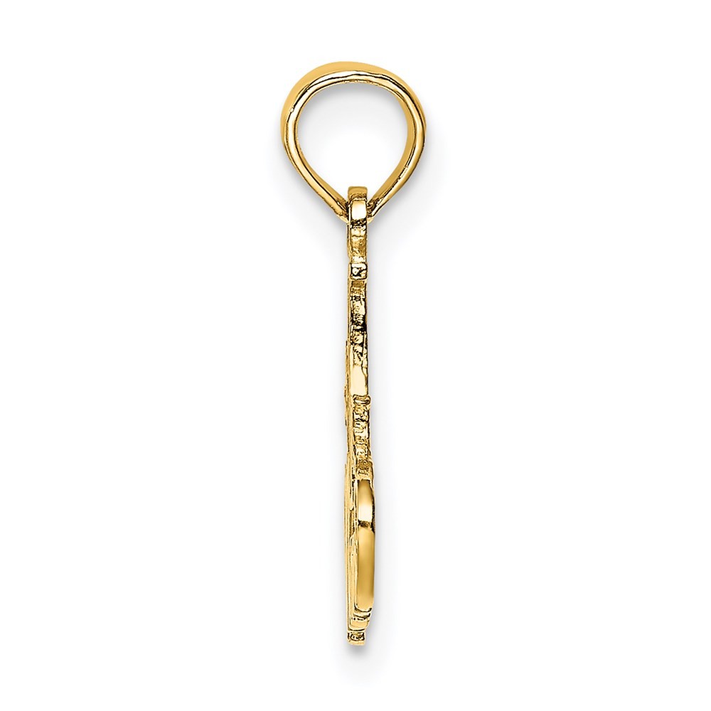 14K Yellow Gold Polished #1 MOM Charm Pendant Gift For Mother L-15.1mm, W-13.4mm