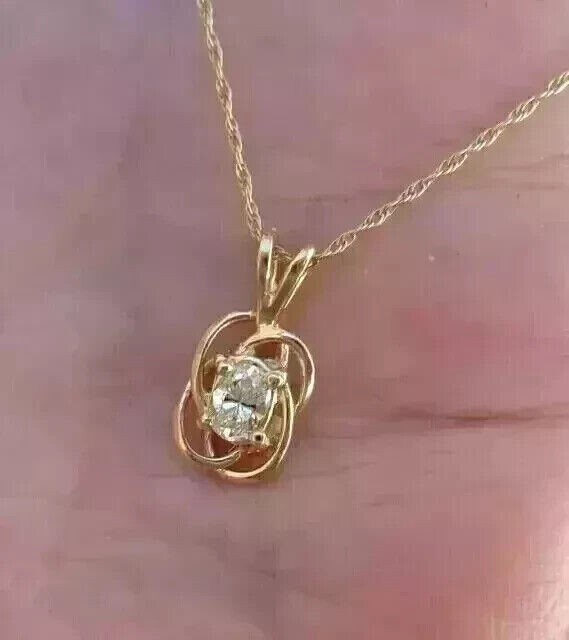 Oval Cut Simulated Diamond Women’s Stunning Fancy Pendant 14K Yellow Gold Plated
