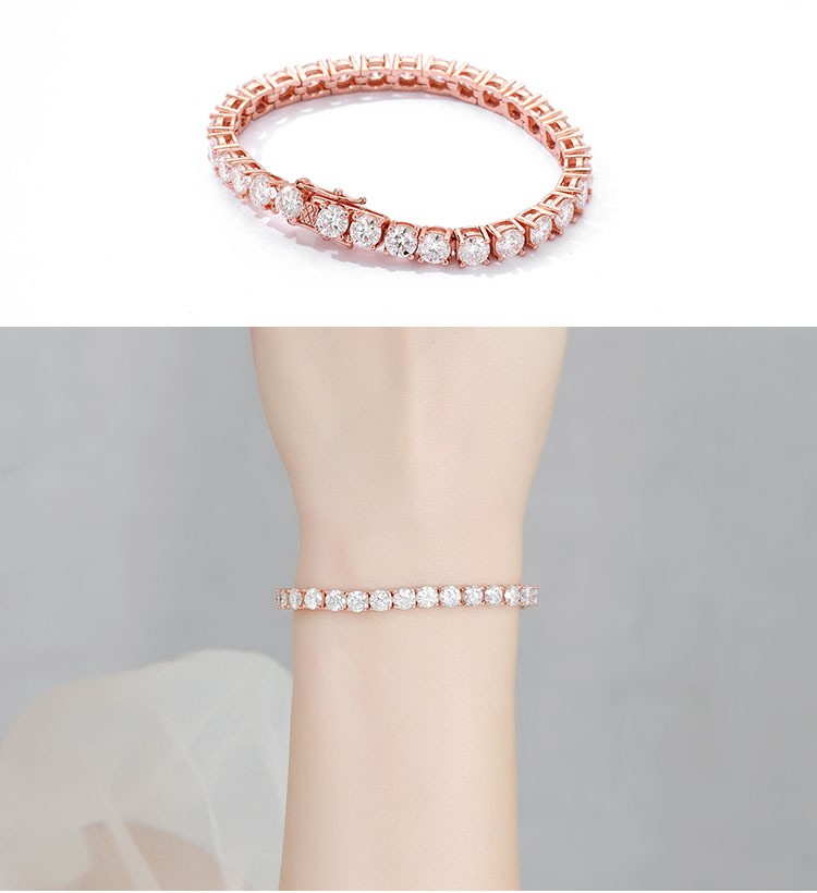 3-5MM VVS Moissanite Tennis Chain Bracelet 925 Sterling Silver Passes Tester