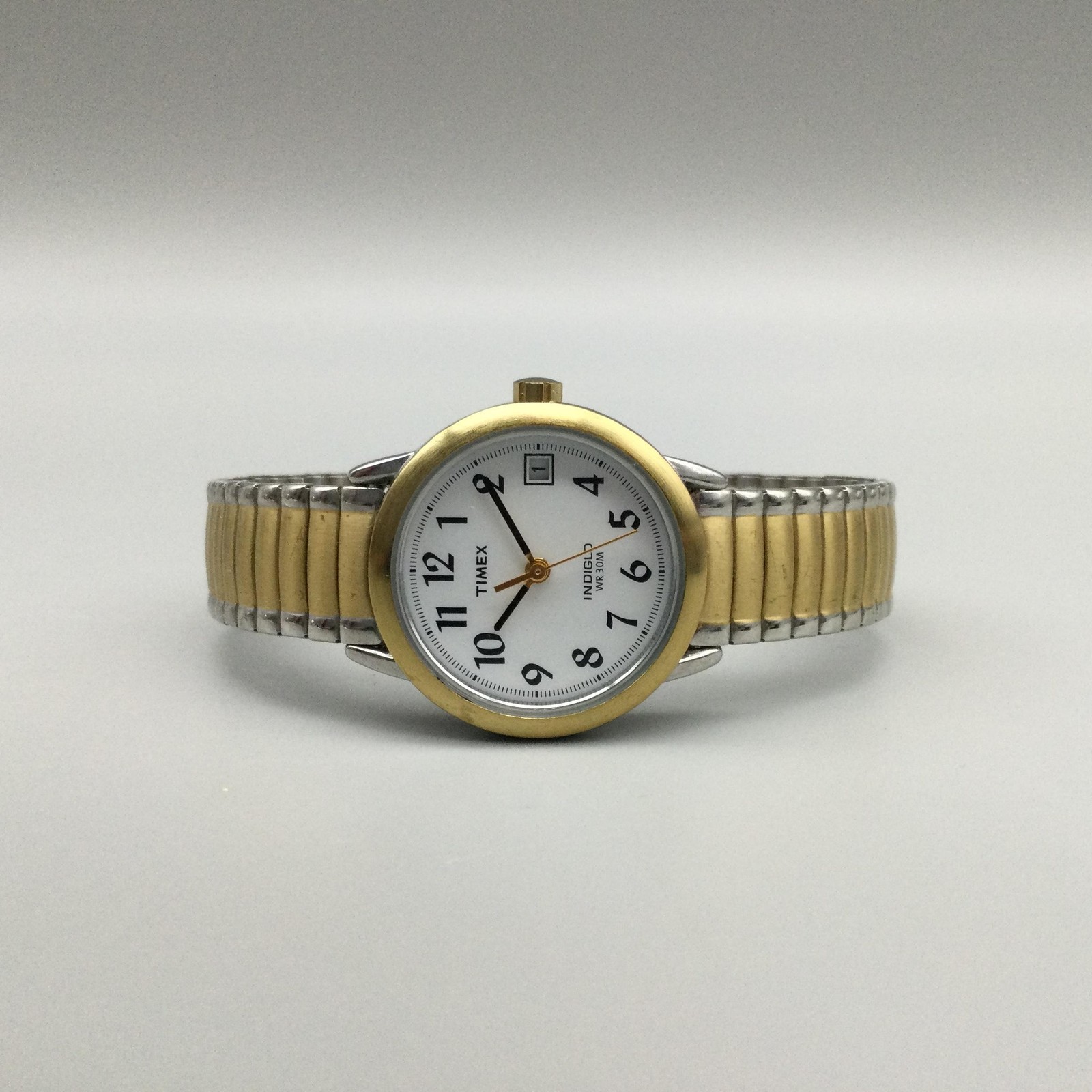 Timex Easy Reader Watch Women Indiglo 25mm Gold Tone Date Stretch New Battery