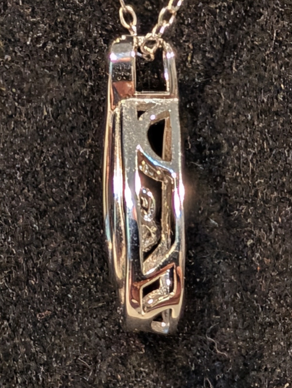 Designer Hou Sterling Silver Floating Diamond Infinity Pendant Necklace 925
