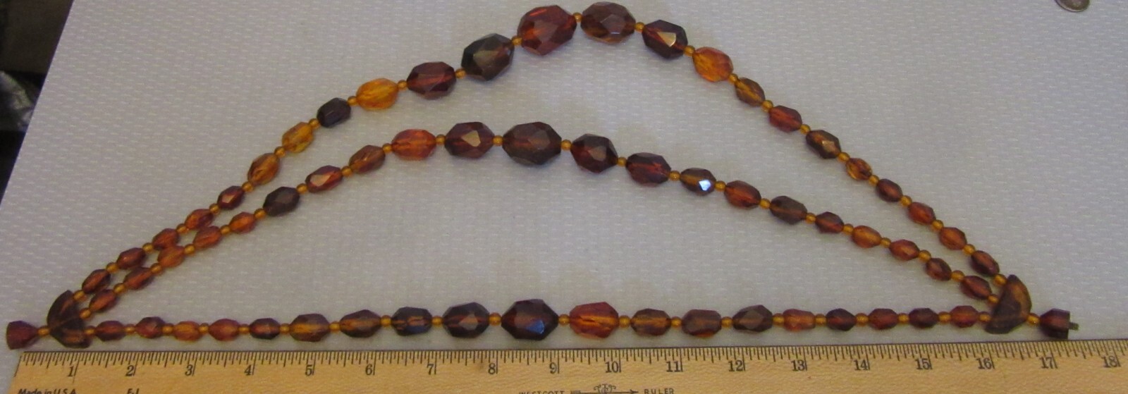 vintage Bakelite Bead Multicolor Clear Amber Triple Strand Necklace TESTED 153g