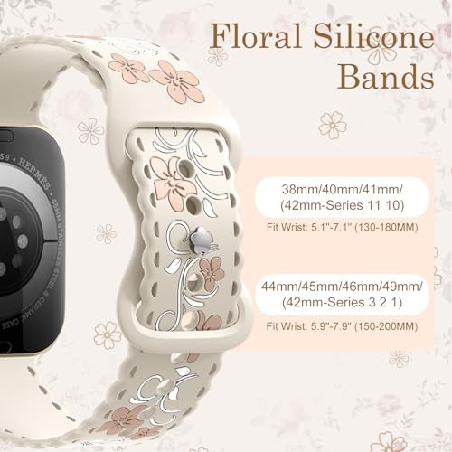 Floral Band 38mm/40mm/41mm/ (42mm-Series 11 10) Starlight & Milk Tea