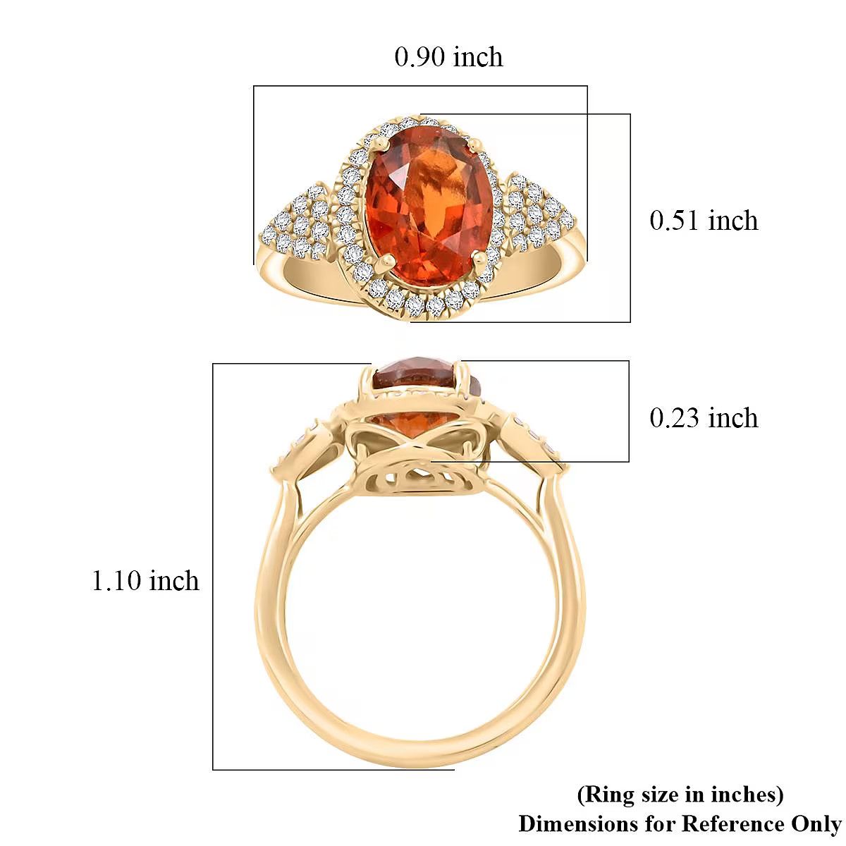 Ceylon Hessonite Garnet G-H I2 Diamond 3.75 Ring 10K Gold Size 7 45 Grams