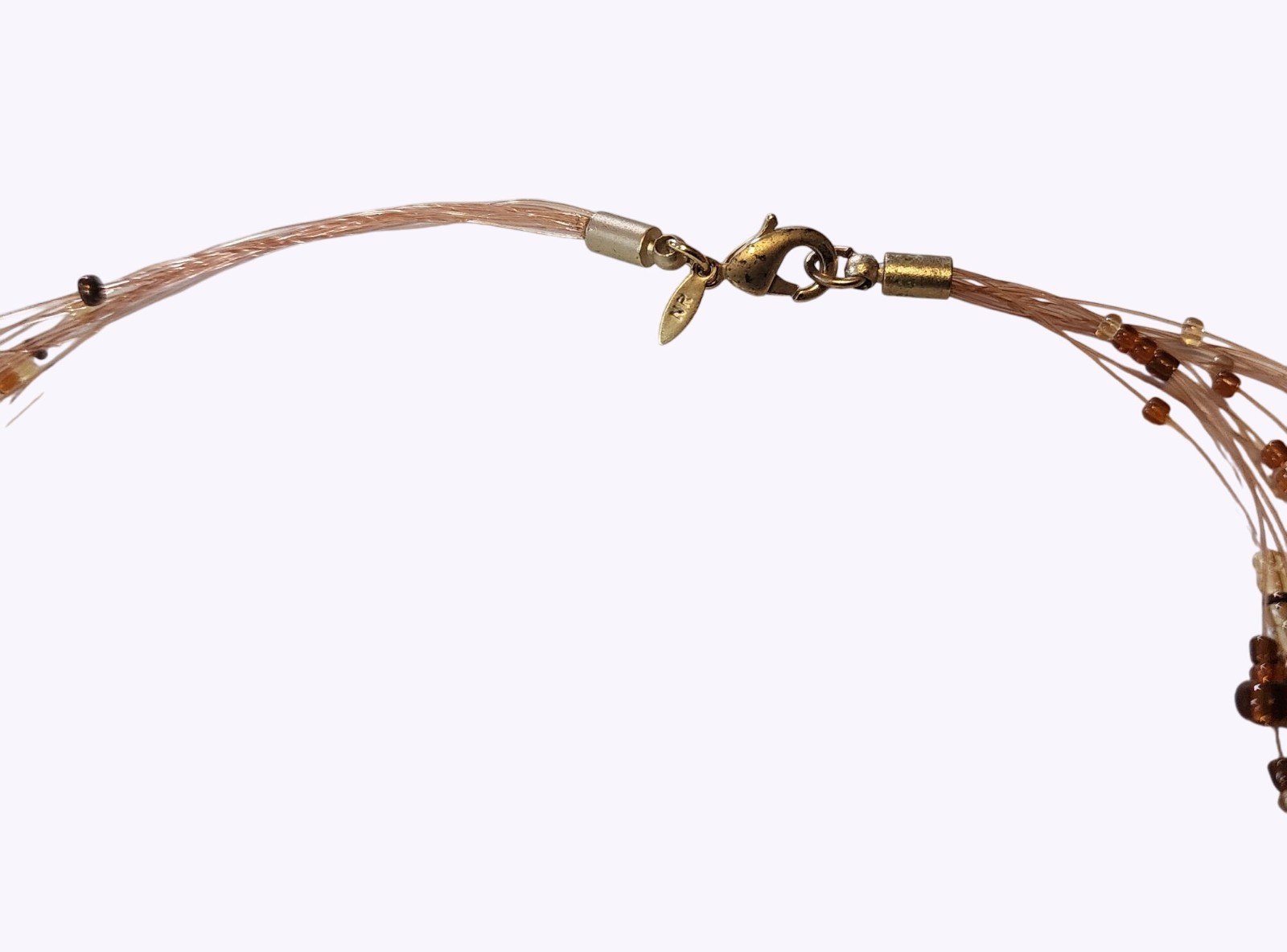 Multistrand Brown & Amber Seed Bead Necklace 20″ With Lobster Clasp By Avon