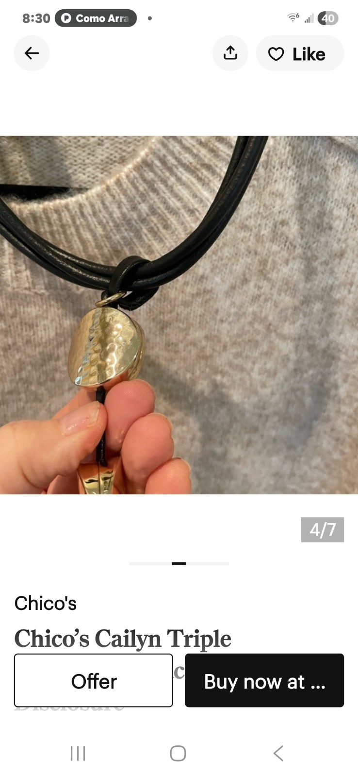 CHICO’S Cailyn Triple Pendat Necklace