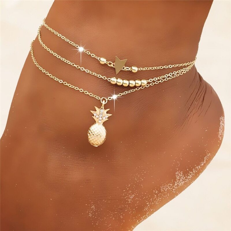 2 Piece Lot Sexy Gold Silver Color Ankle Bracelet Pineapple Hot Wife Swingers