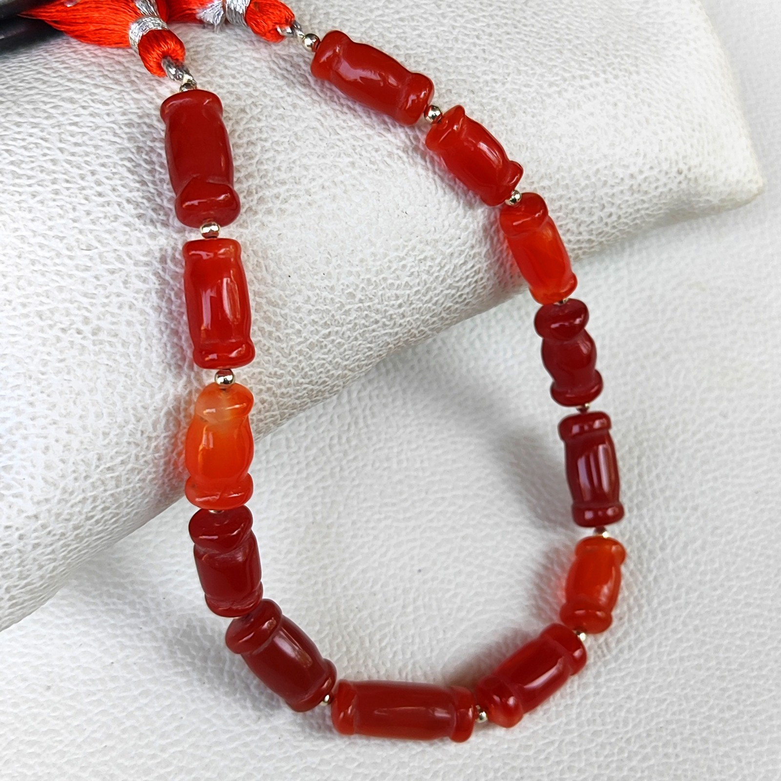 Natural Carnelian Carved Nugget Beads 14-16mm 9″ Strand Orange Gemstone Beads
