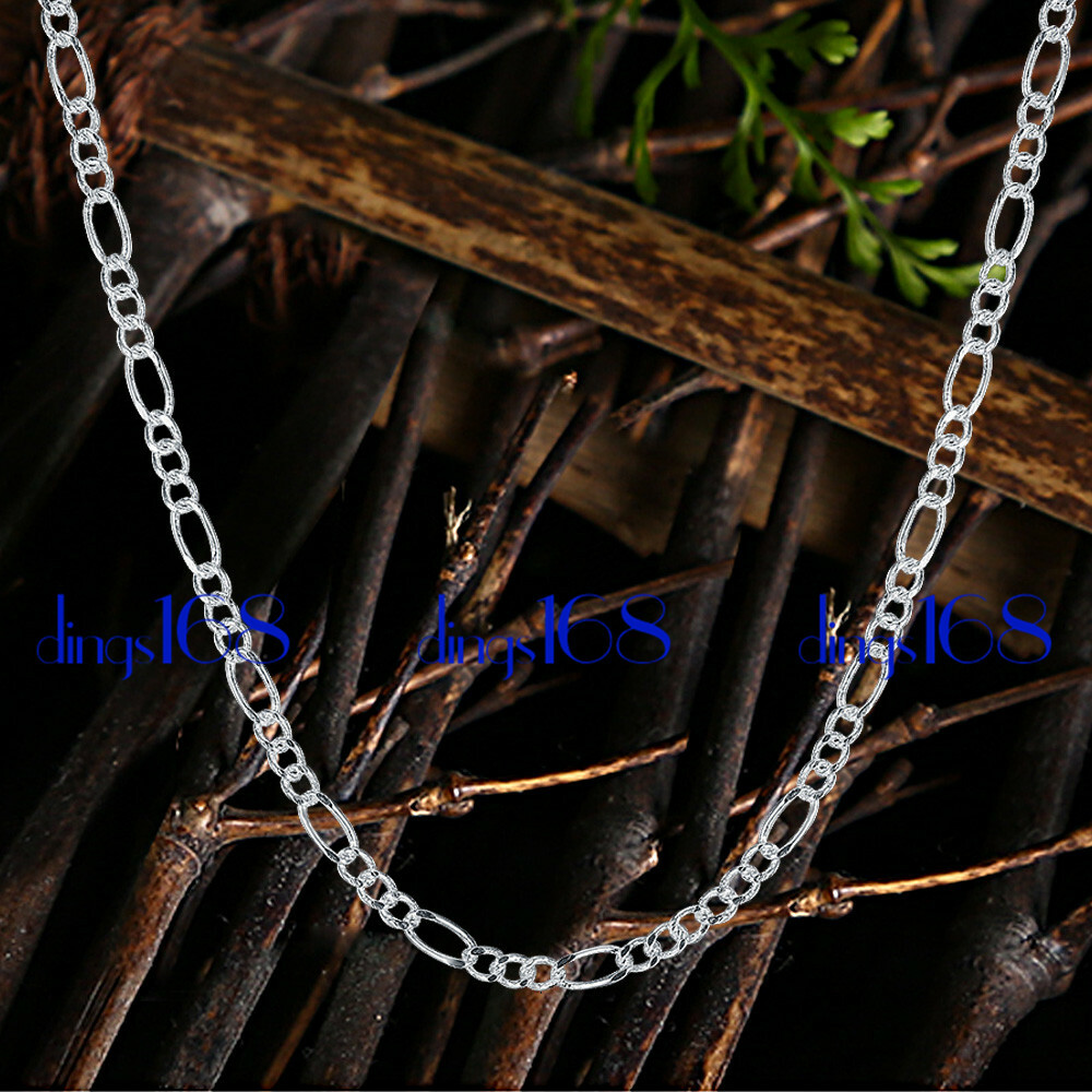 Genuine 925 Sterling Silver 16″/18/20/22/24/26/28/30″ Figaro Chain Necklace A139