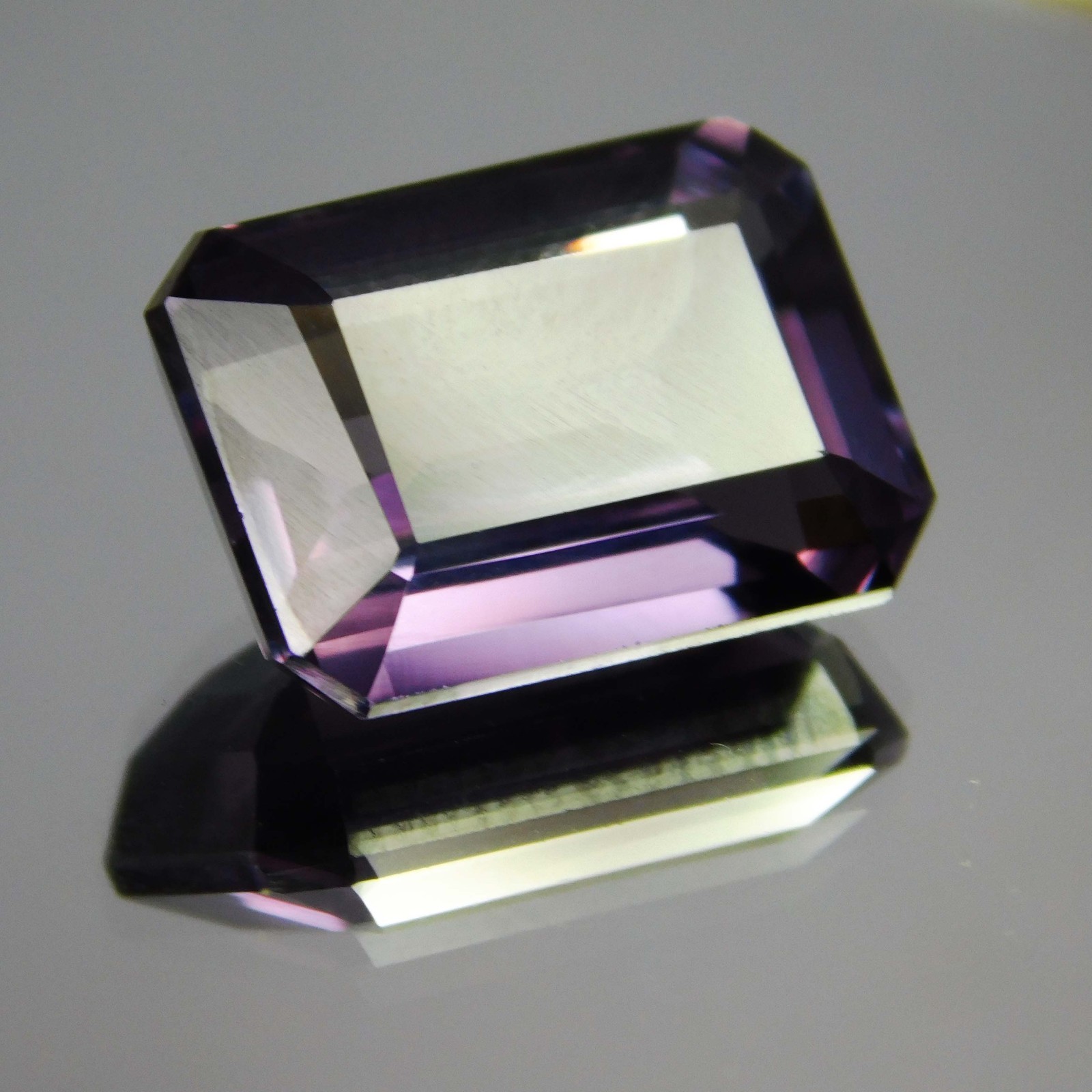Certified 11.70 Ct. Natural Bi-Color Alexandrite Emerald Cut Loose Gemstone
