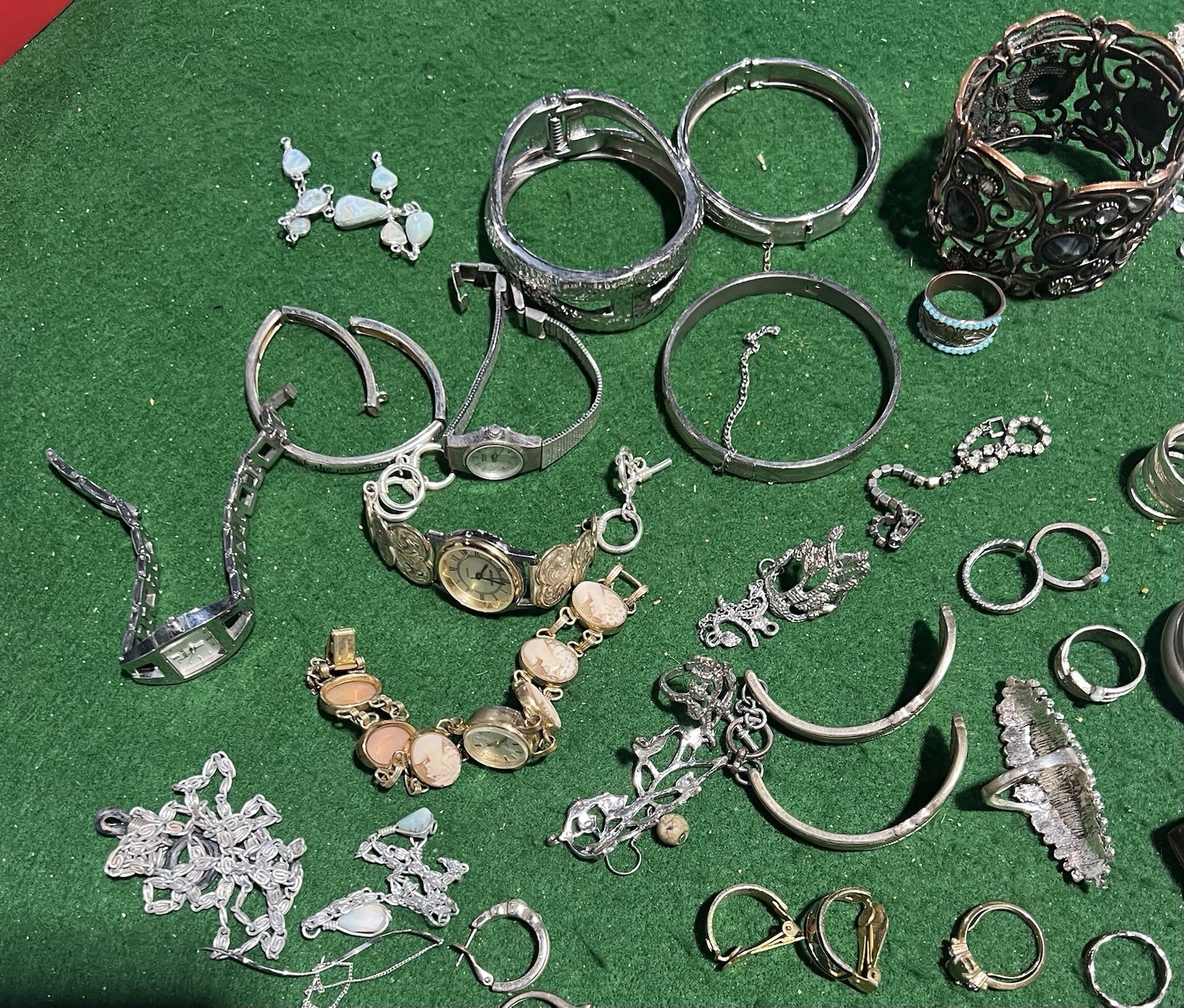 Lot of Jewelry with Several Pieces of Rings Earrings and Other Items See Photos