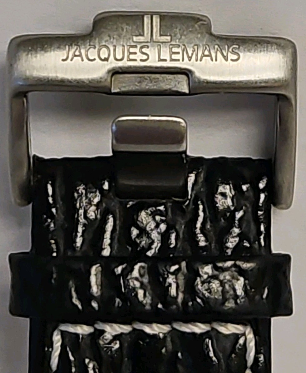 Jacques Lemans Men’s Watch 1-1350 Chronograph 42mm, New Battery, Genuine Leather