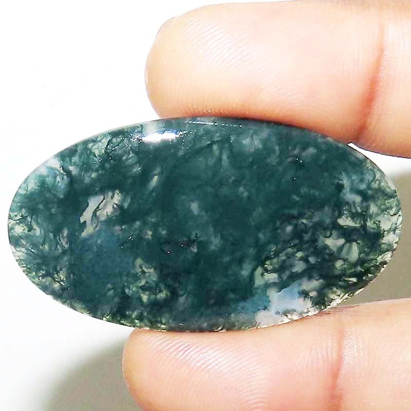 100% Natural Green Moss Agate Oval Cab Translucent Gemstone 51.45 Cts 28X50X4mm