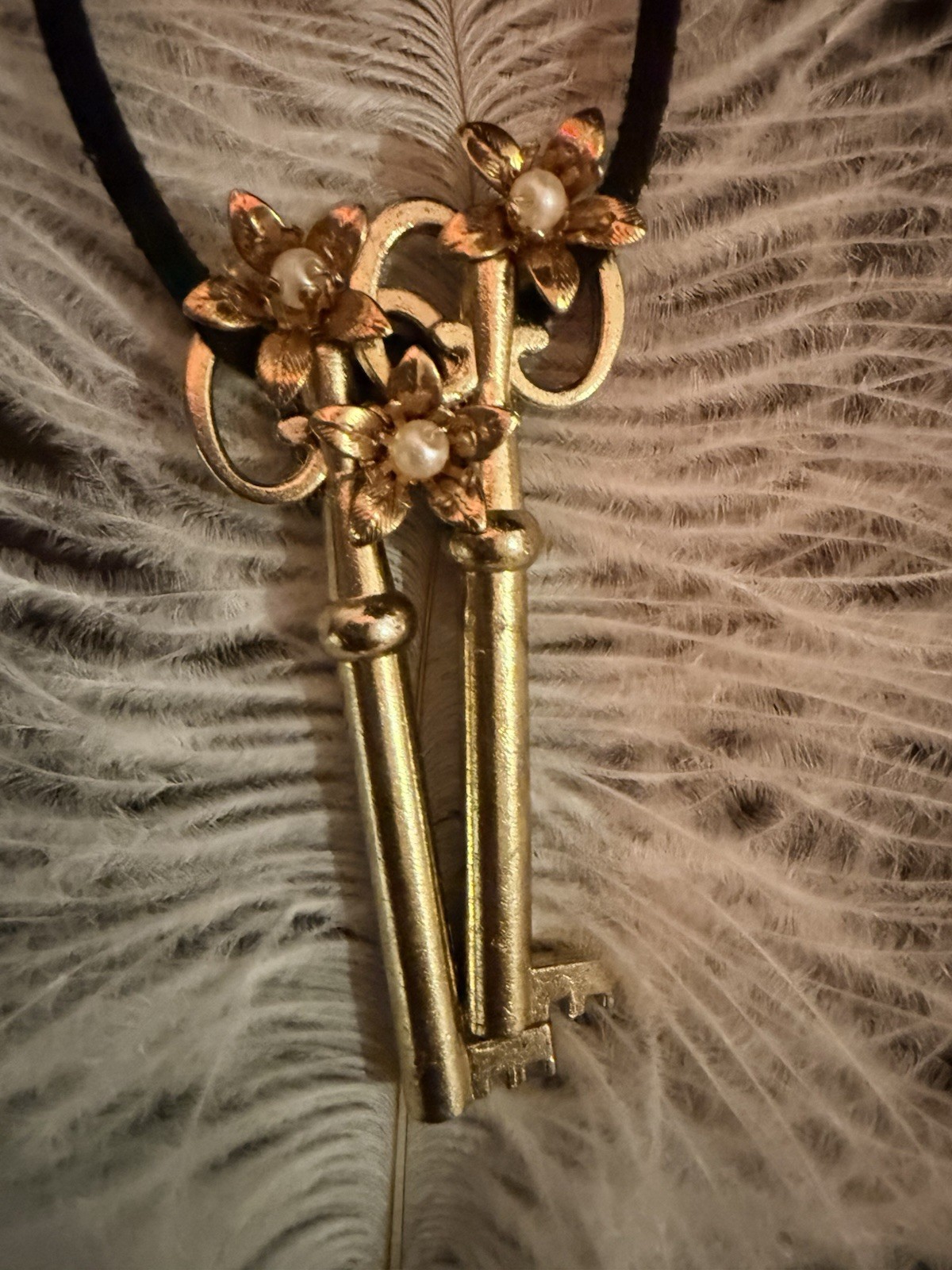 Handmade Jewellery – Double Brass Key Pendant On A Chord. Unique And one Off.