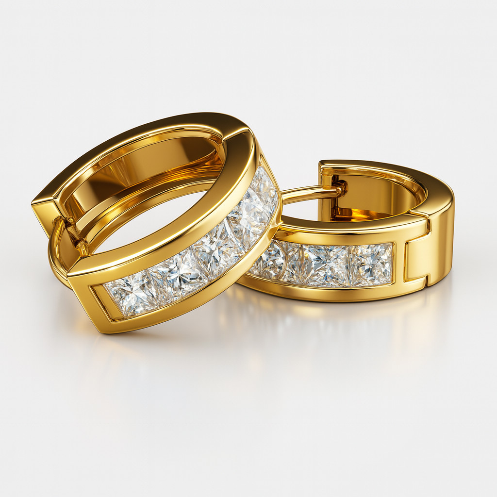 Hoop Earrings Gold/Silver Plated With Cubic Zirconia Fashion Jewelry Unisex, Men