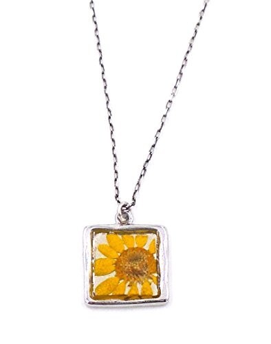 “Blood Orange Daisy” Floral Pendant Necklace by Shari Dixon N8169