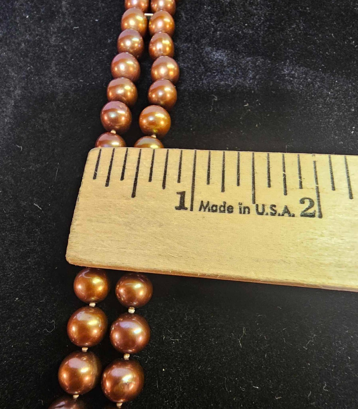 Marked 14K Flower Clasp Double Strand Bracelet w/ Brown Pearl 8.25in”- S37