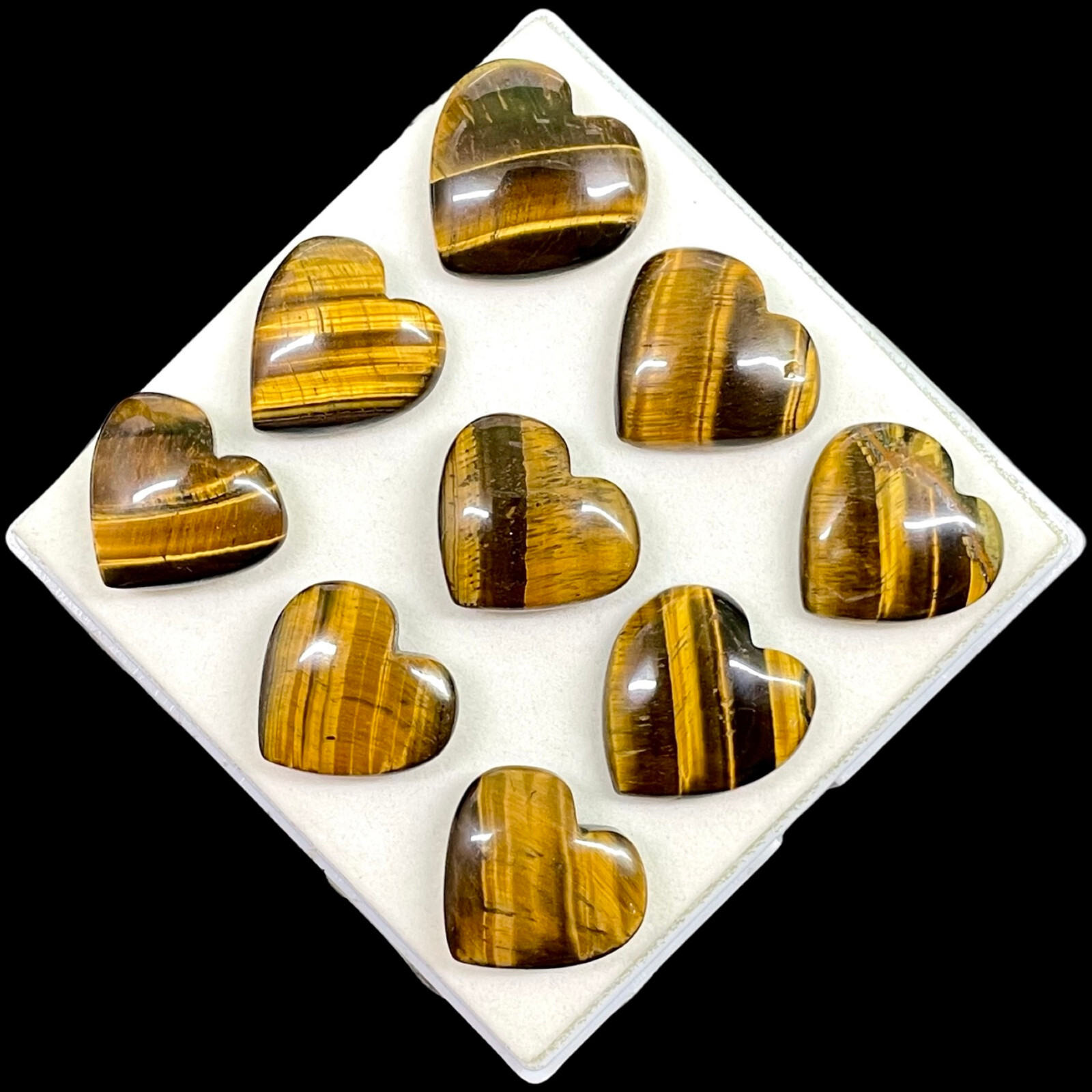 9 Pcs Natural Tiger Eye 22-25mm Huge Heart Shape Pendant Size Gemstones Lot