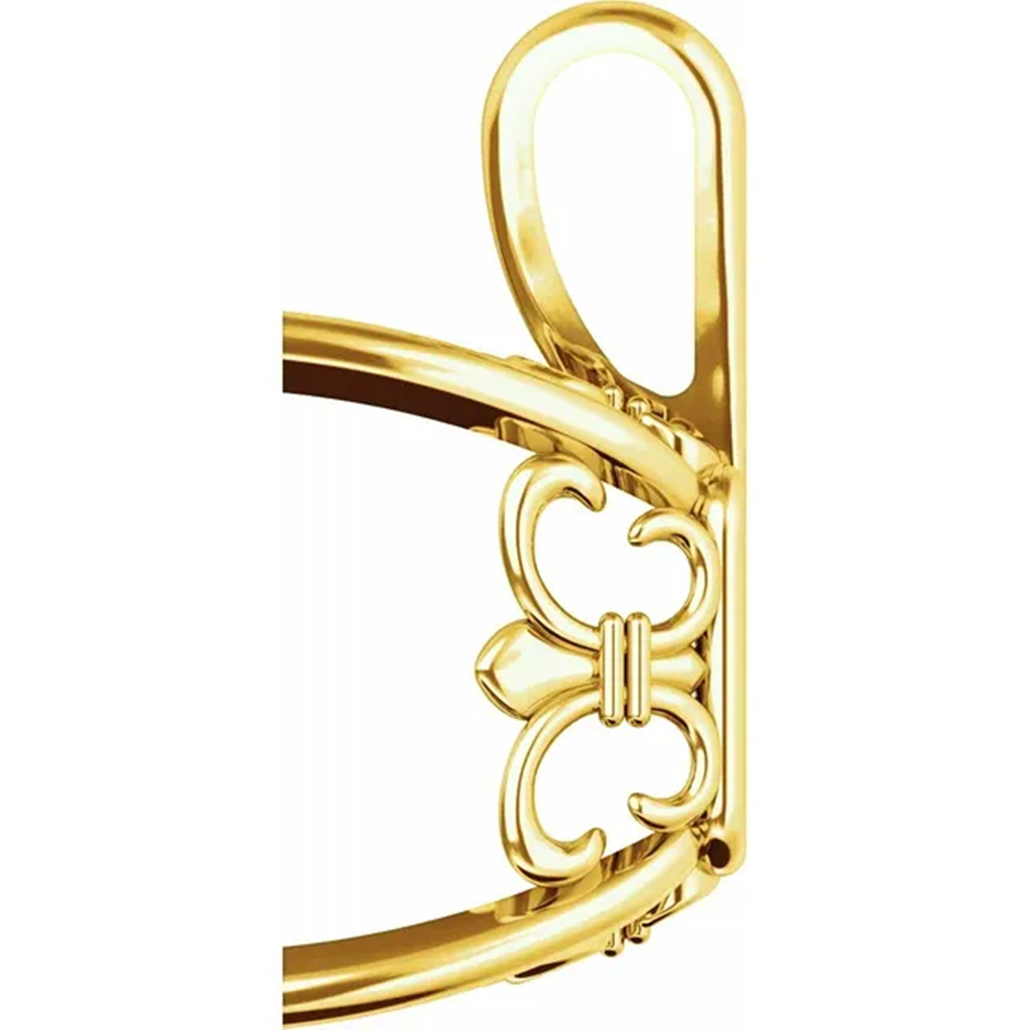 Pendant Mounting Emerald Cut 14K Yellow Gold Fleur-De-Lis Style 4 Prong Setting