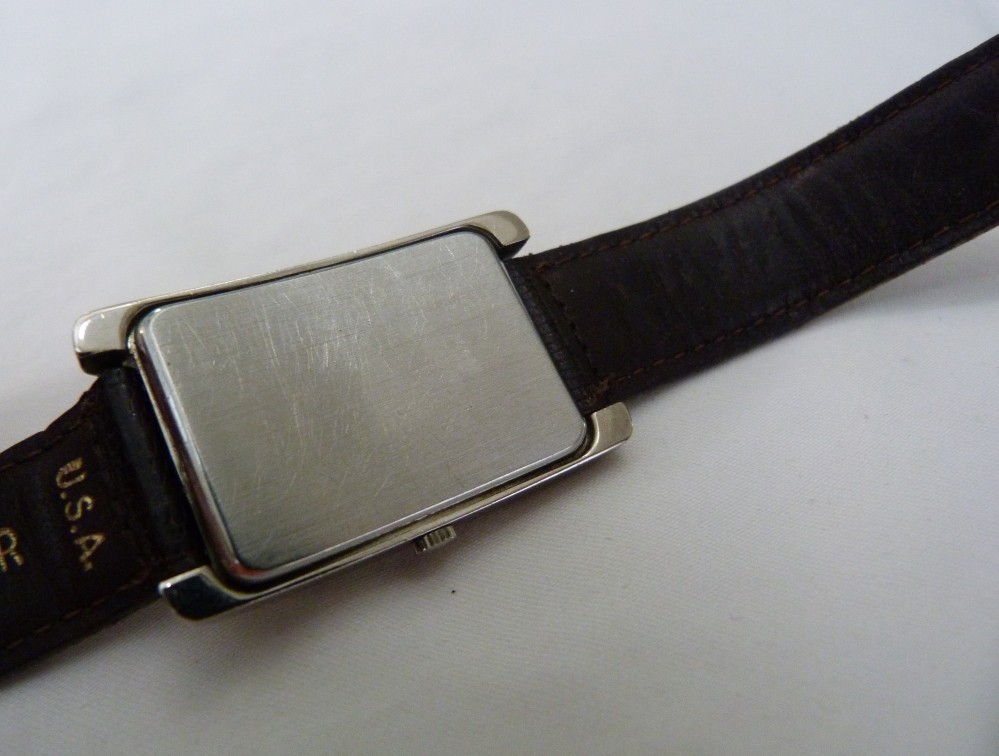 VINTAGE CALVIN KLEIN TANK WATCH STYLE TEJU LIZARD BROWN BAND 16R USA WATCH