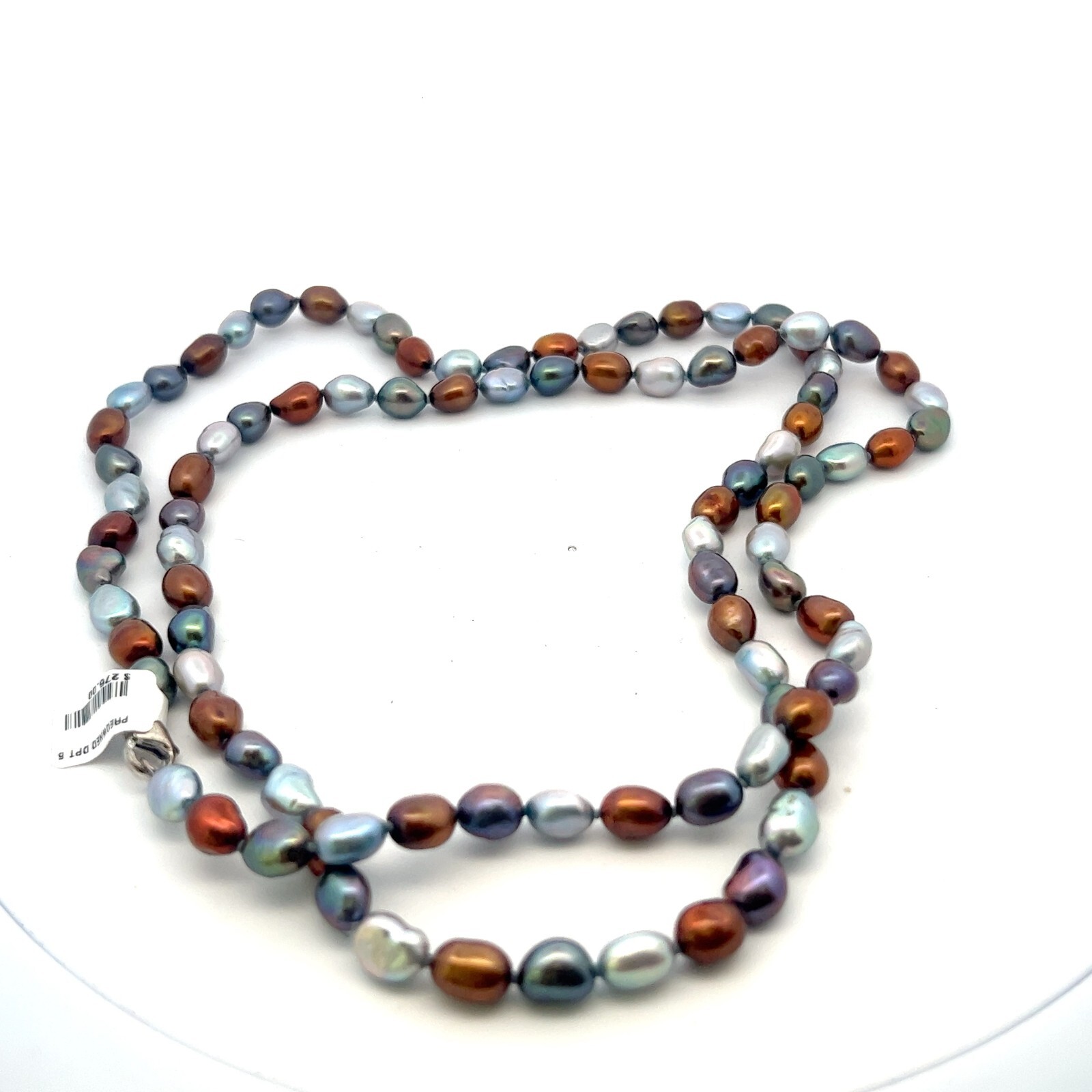 HONORA 36inch Genuine Freshwater 7-8mm Blue & Copper Dyed Baroque Pearl Necklace
