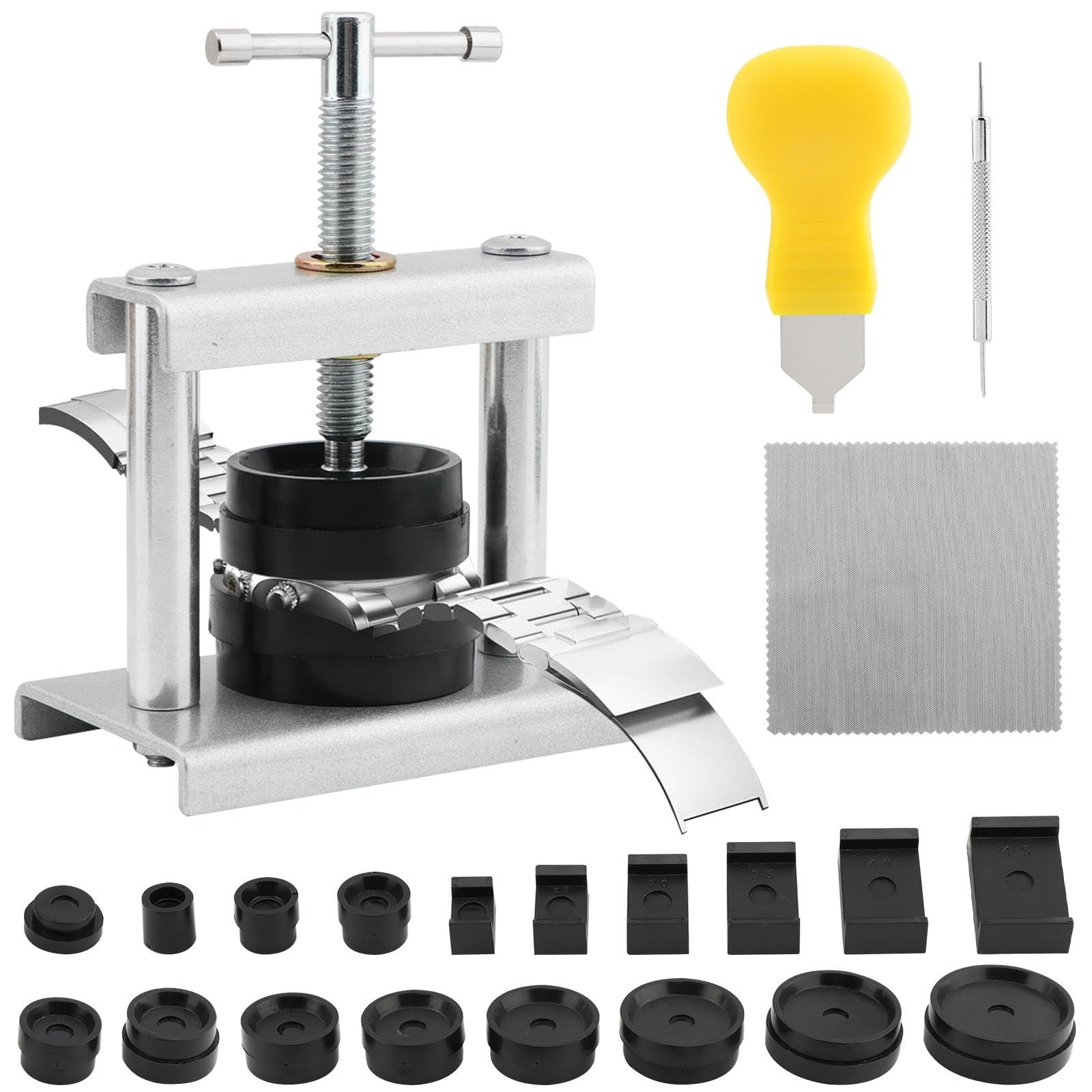 Trasylph Watch Press Tool Set – Case Closer with 18 Molds, Silver Color
