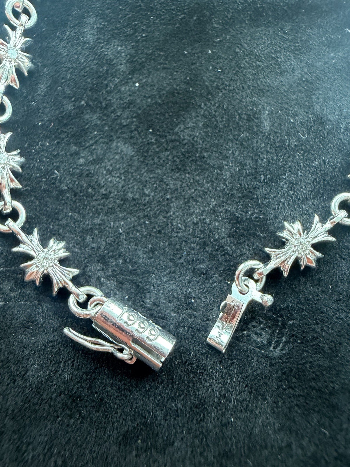 CHROME HEARTS Tiny E Bracelet 18K White Gold 12 Link Diamond Double Sided