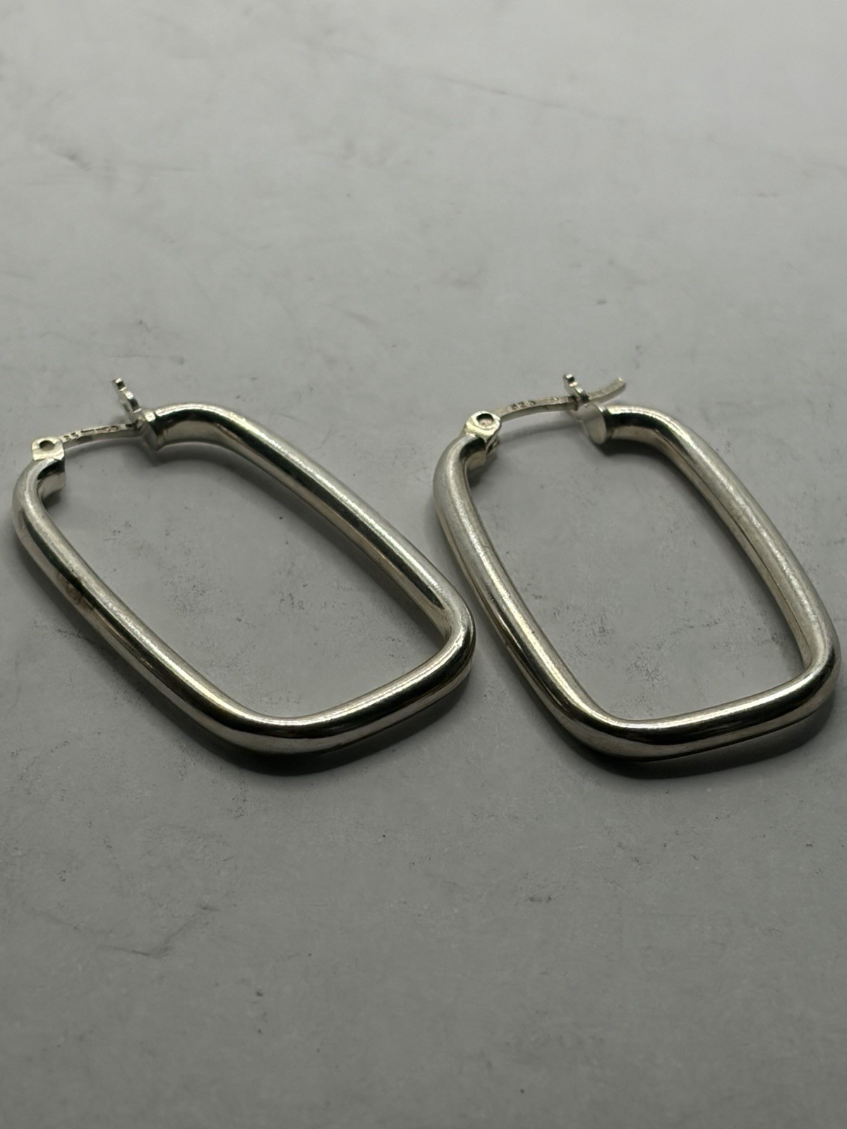 925 Sterling Silver U-Shape Hoop Earrings for | Rectangle Shaped Click-Top Ho…