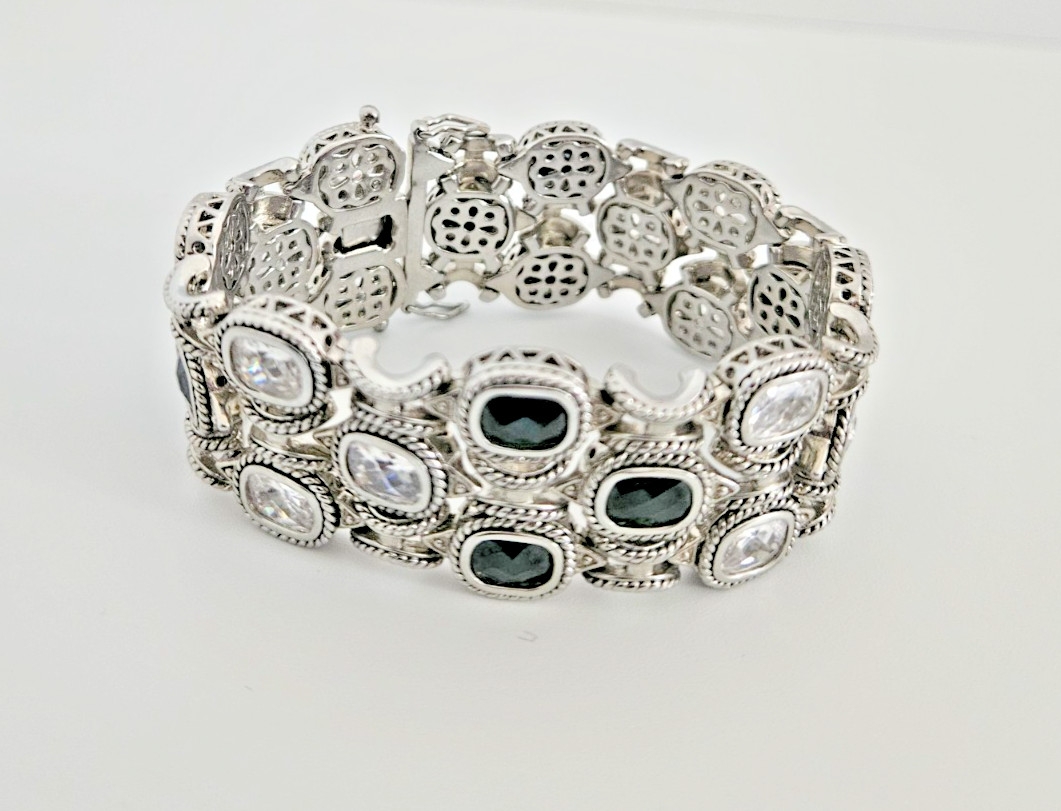 CZ Spinel Tennis Gemstone Luxury Ornate Bracelet Bangle Jewelry Accessory