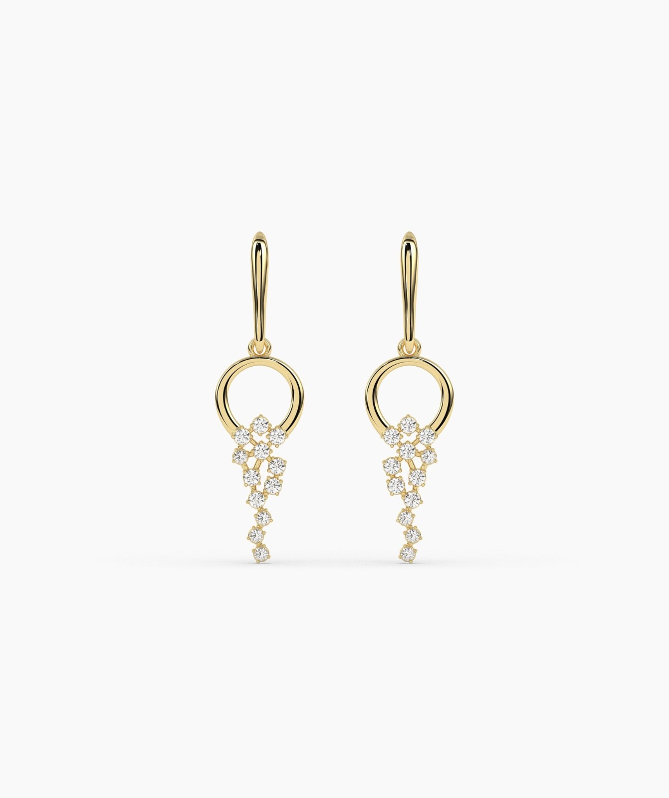 0.12 TCW Round Lab Grown Diamond 14K Solid Gold Cascading Circle Drop Earrings