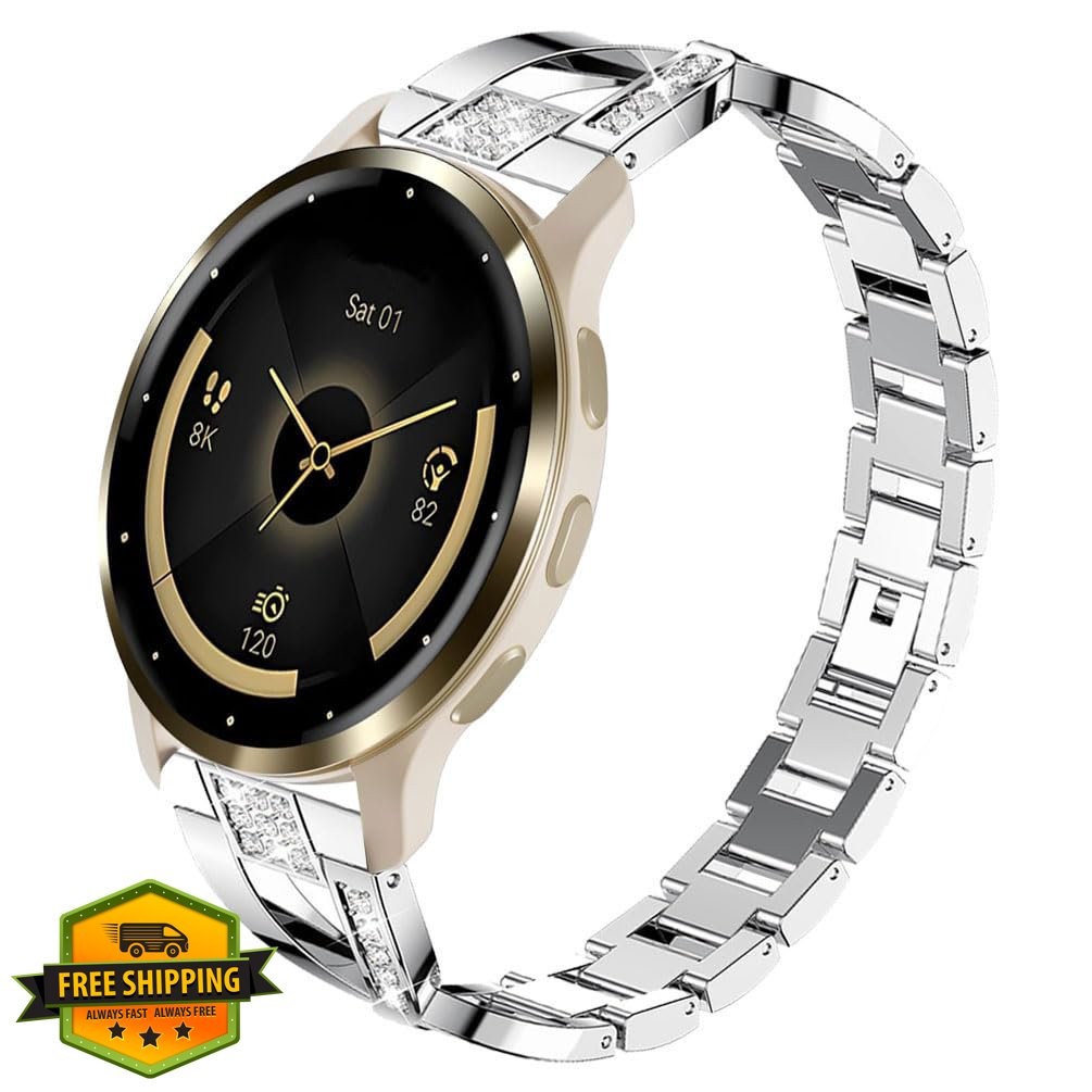 Sankel 18mm Metal Bling Band for Garmin Venu 3S 4S 2S Vivoactive 4S Band