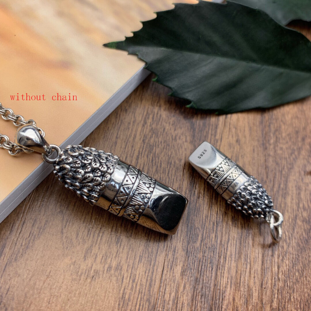 1 PC Small Retro 925 Sterling Silver Owl Whistle Pendant for Necklace