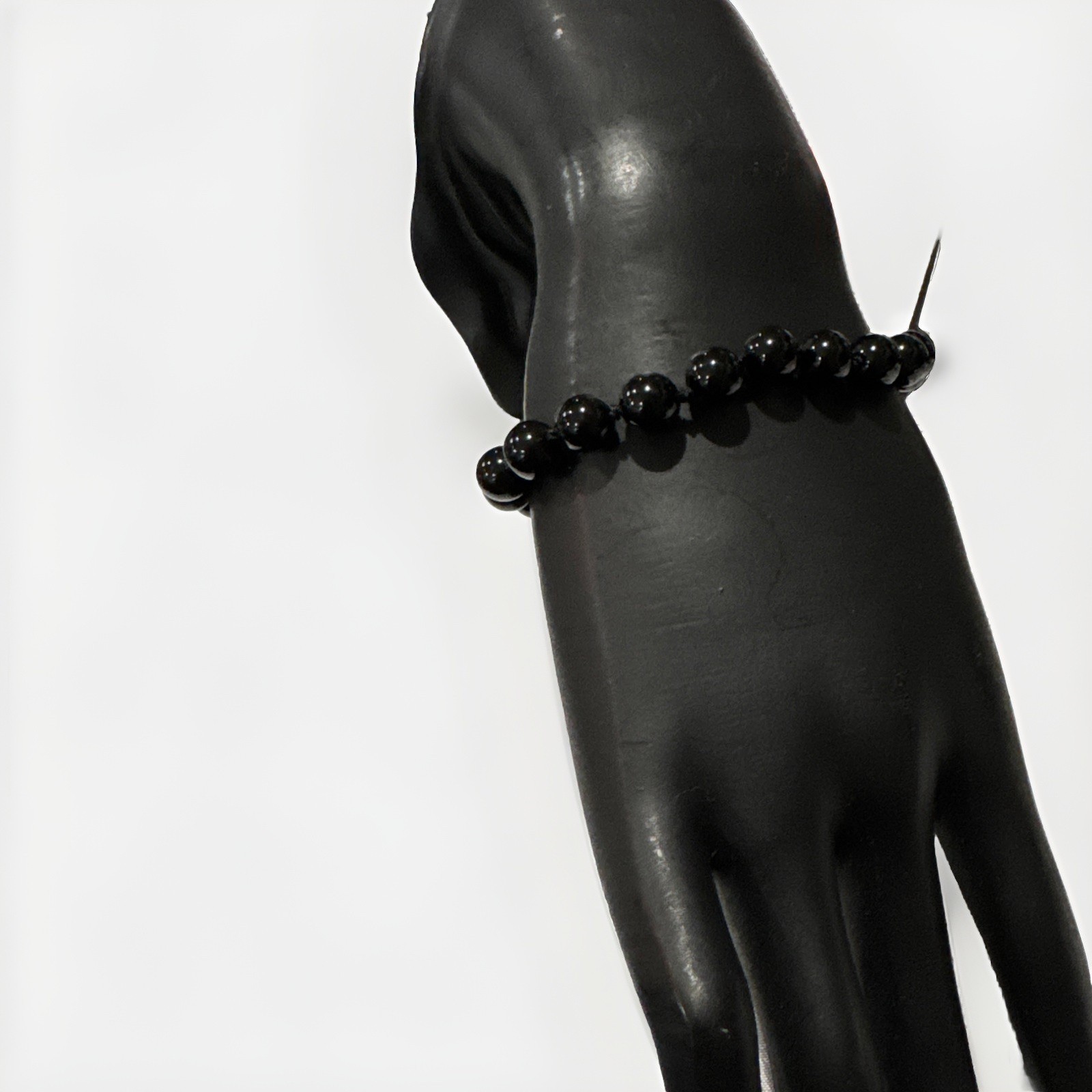 Estate Onyx Sterling Silver Bead Bracelet 13.0 Grams