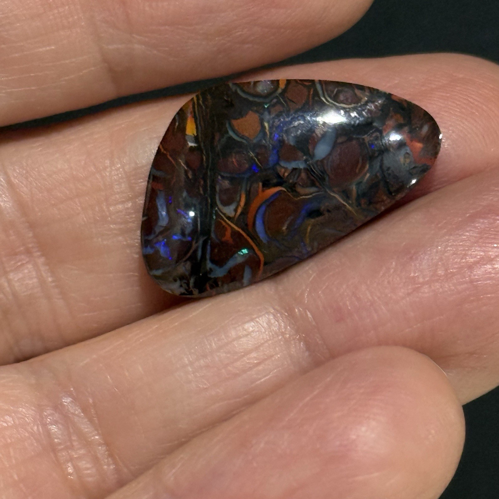 17ct 24.3×14.7×5.4mm Colorful Australian Koroit Boulder Opal Free Form Cabochon