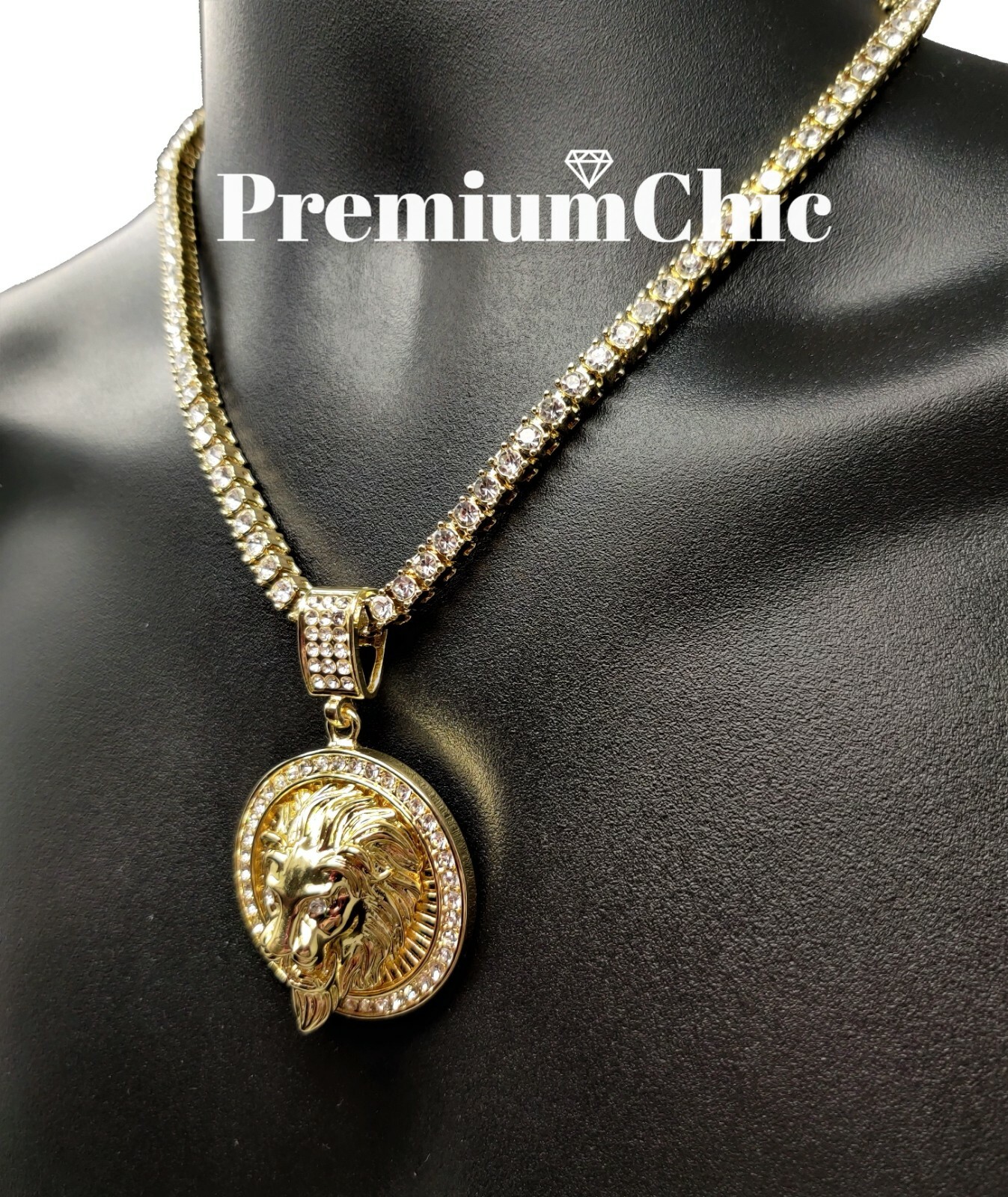 ICED Crowned Lion Pendant Necklace with Rope or Tennis Chain Plated CZ Jewelry
