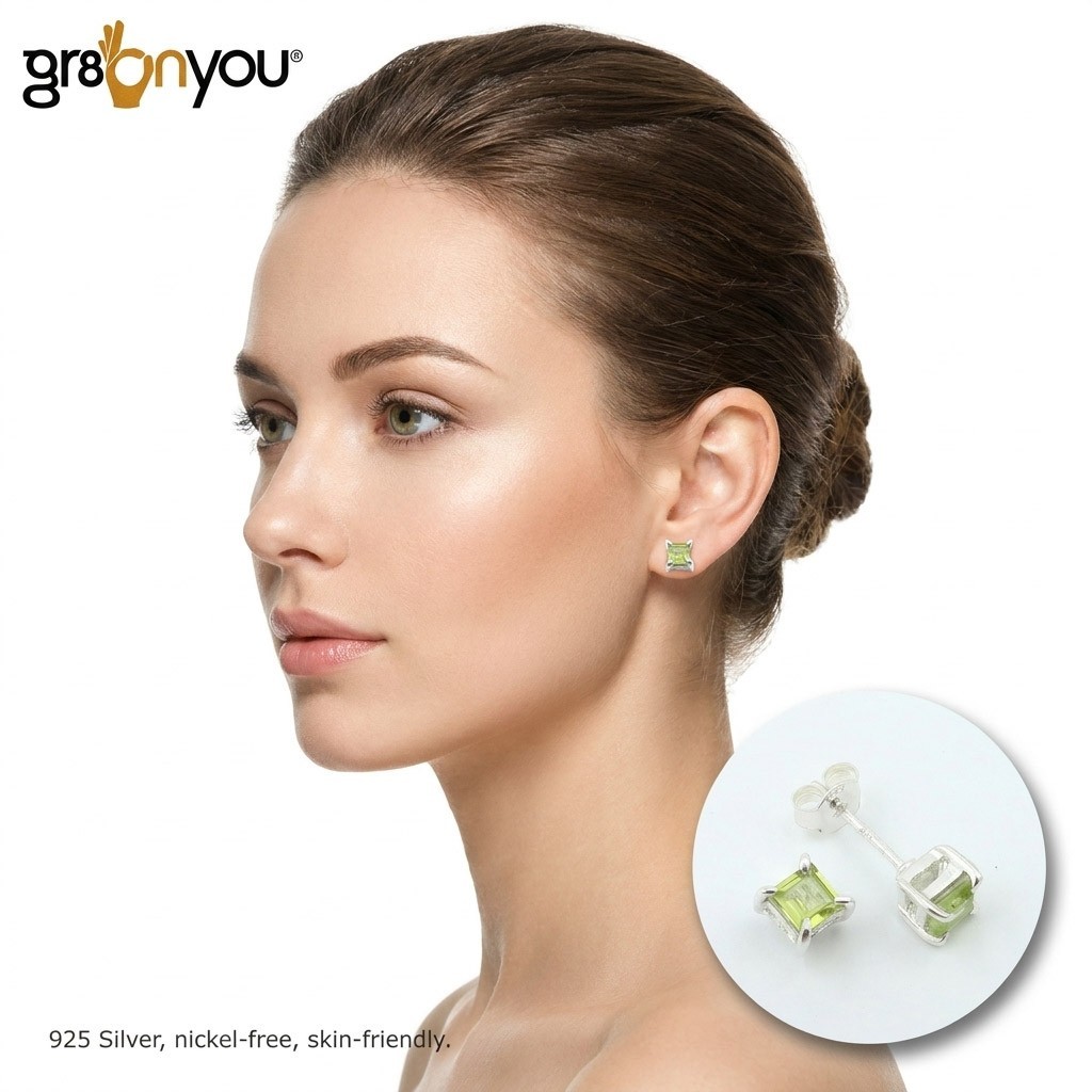 gr8onyou green sterling silver ethical peridot earrings