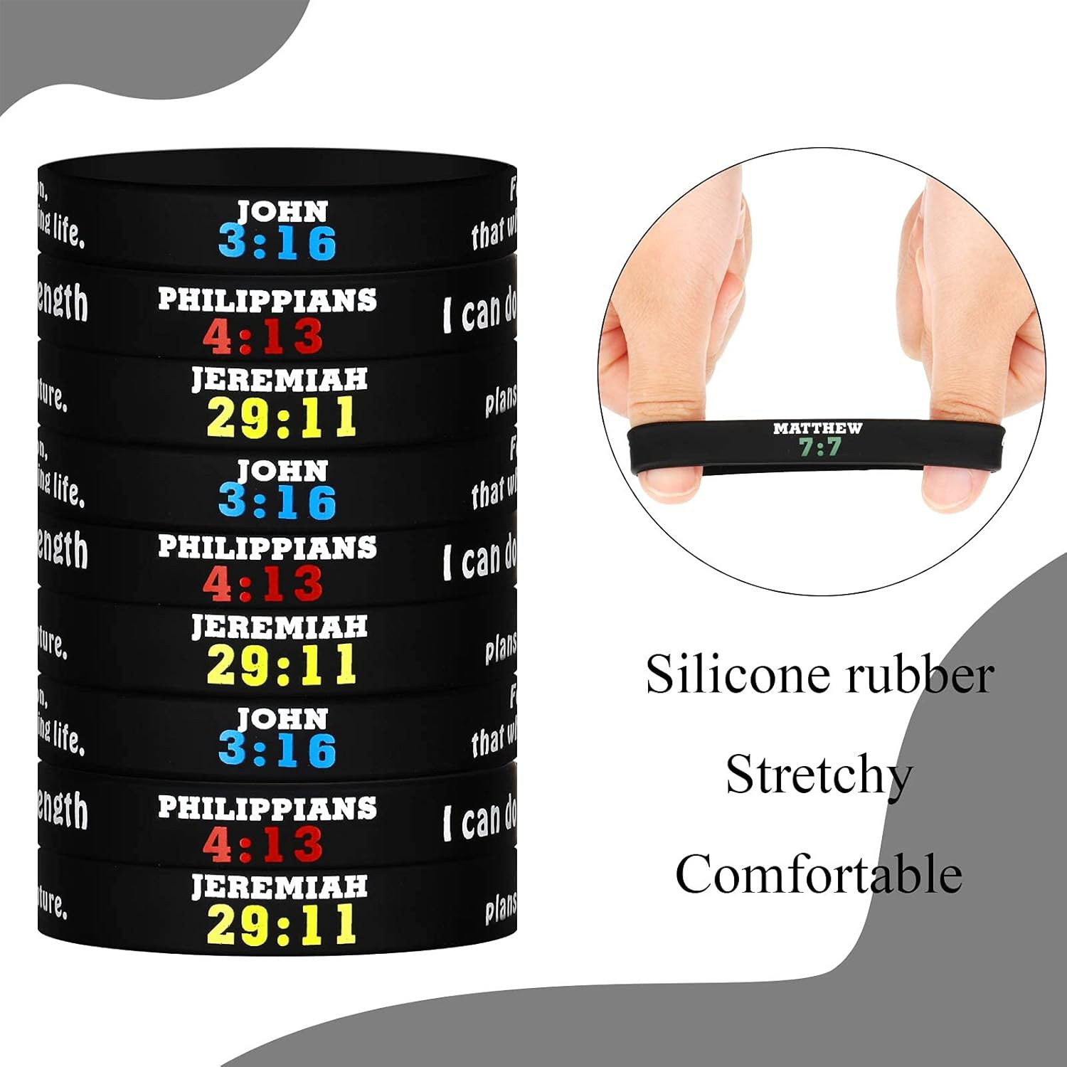32Pcs Bible Verse Silicone Bracelets Christian Wristbands Inspirational Bulk Set