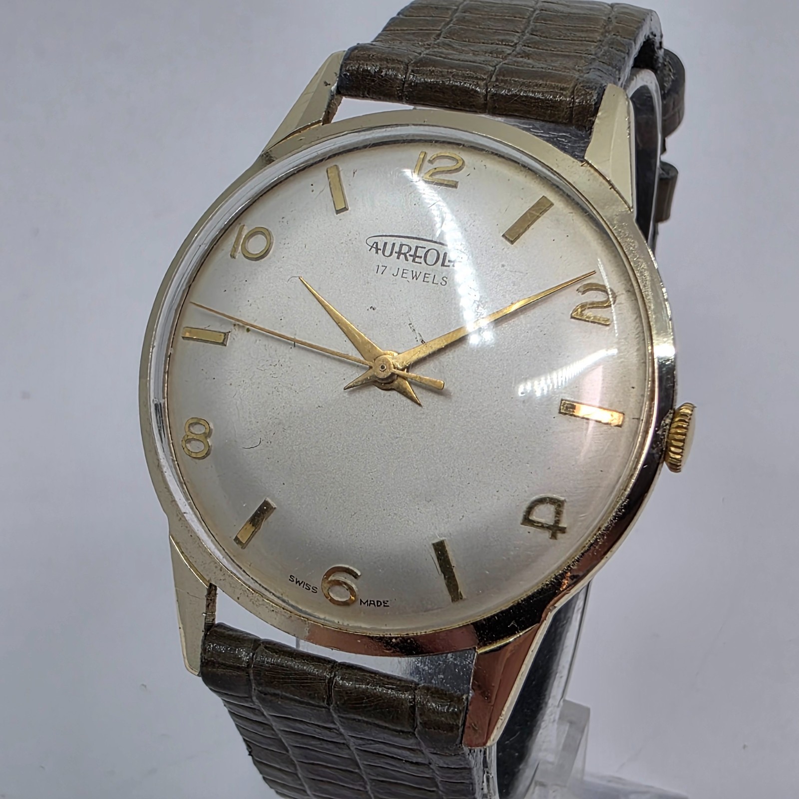 Aureole Swiss 17 Jewels Mens Vintage Manual Wind Watch 36mm