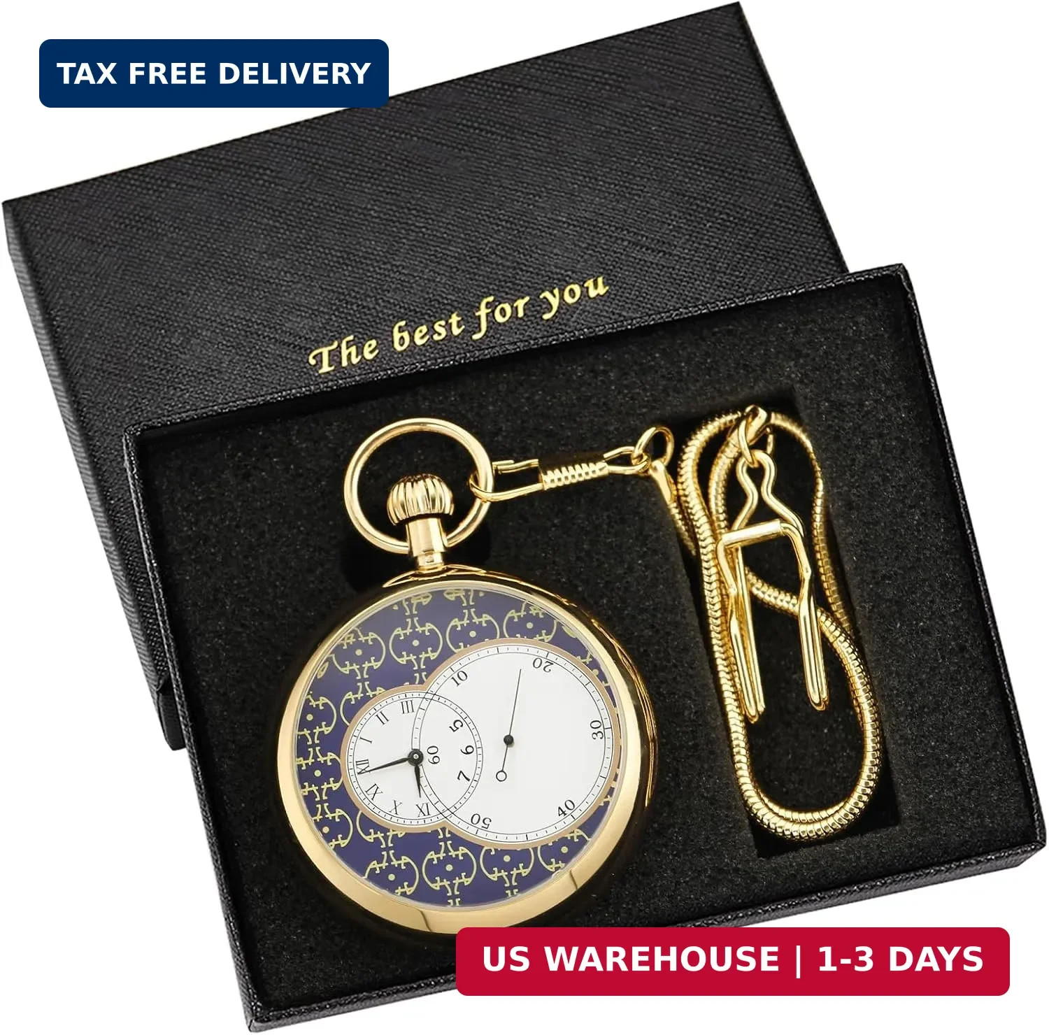 Tourbillon Day&Moon Phase Display Pocket Watch,Mens London Vintage Copper Hand-W