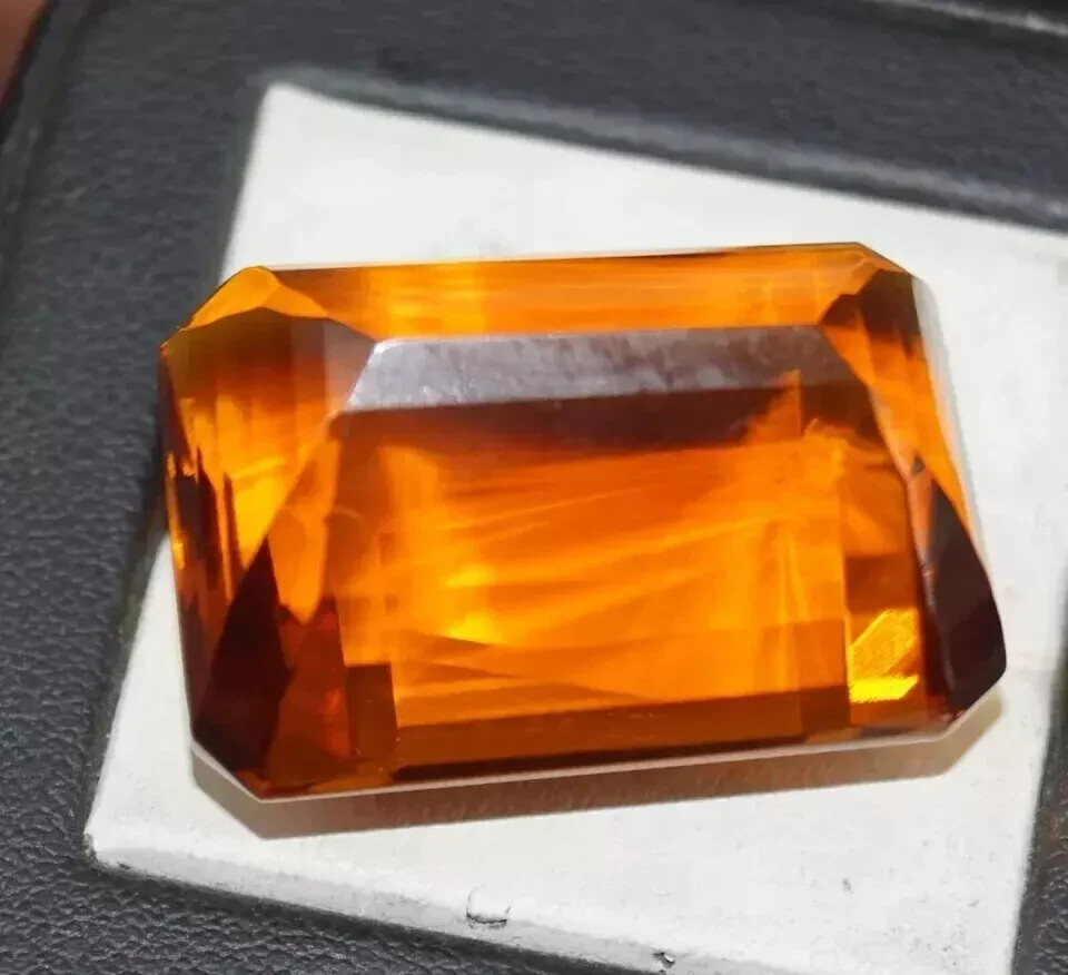 Emerald Cut Brazilian Natural Topaz 80.85 Ct EGL Certified Orange Loose Gemstone