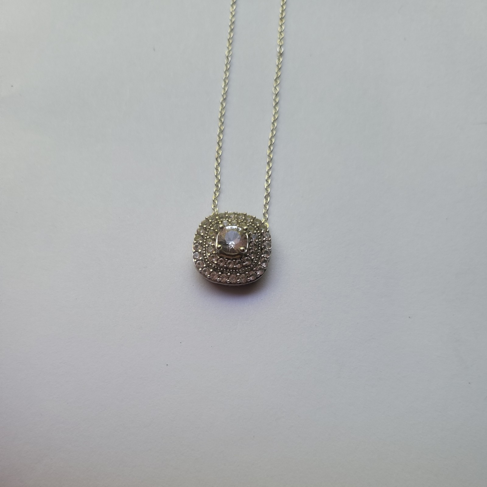 KAYS 925 STERLING SILVER WHITE SAPPHIRE & DIAMOND HALO PENDANT & Earings