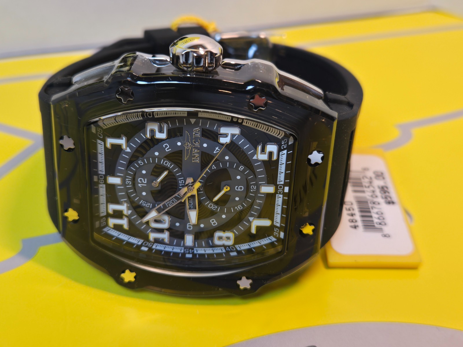 Invicta Racing Cyclone Podium Men’s Watch – 48.5mm, Black case /Black Dial New