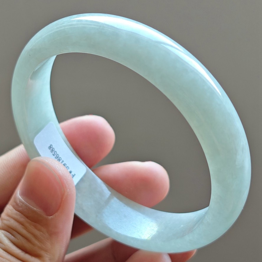 61mm Natural White Jadeite Jade Bracelets Burma Jade Bracelet Bangle 3424