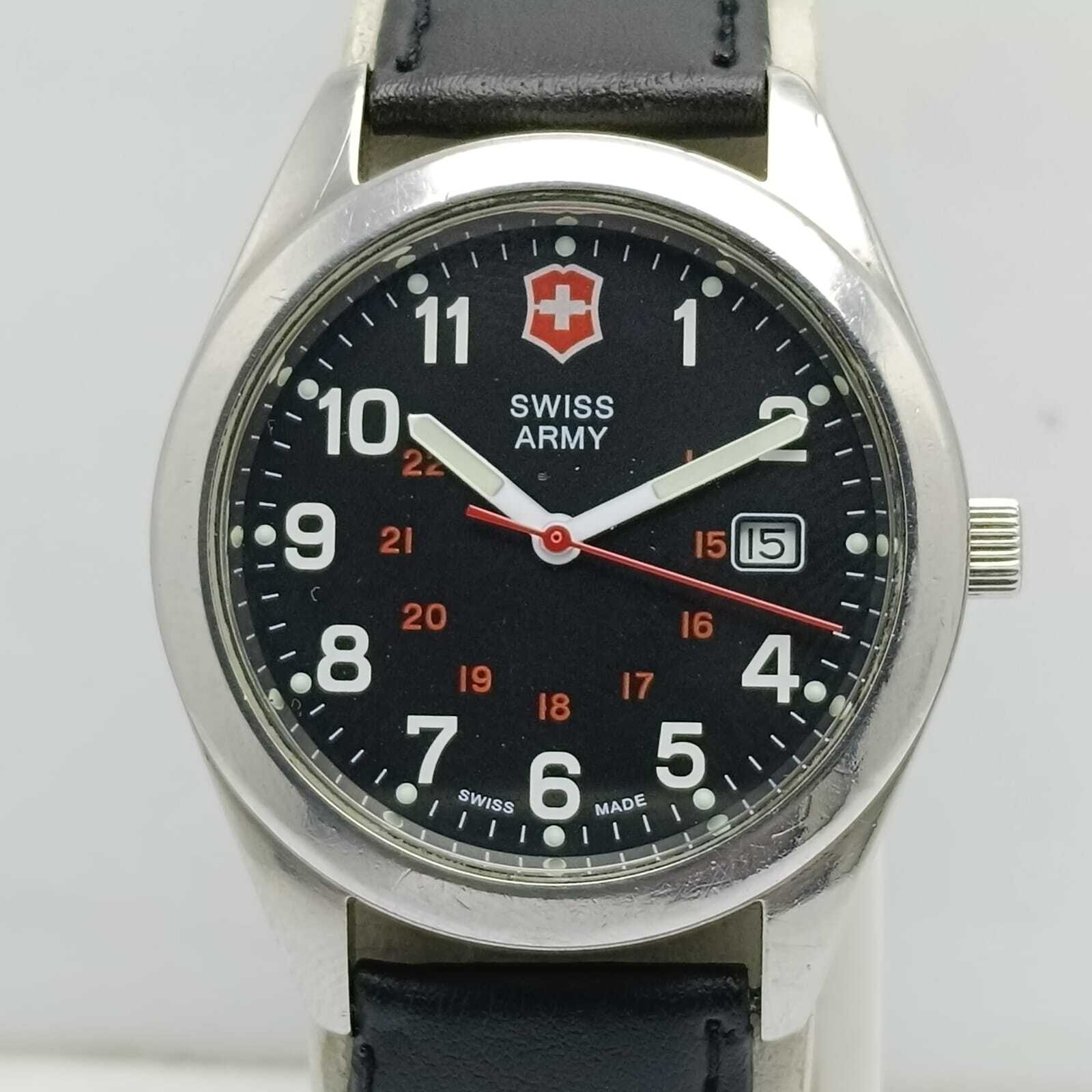Victorinox Swiss Army Quartz 241083 Military Black Dial Vintage Men’s Watch