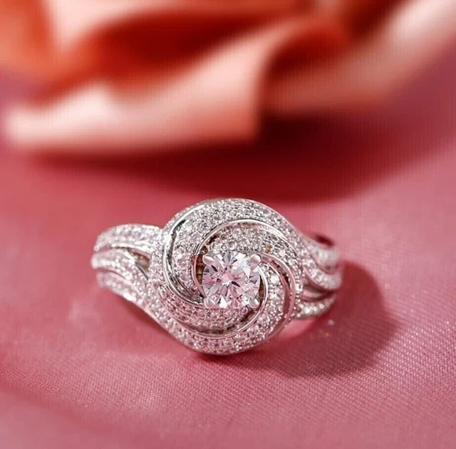 14K White Gold Plated 2Ct Round Cut Lab Created Diamond Women’s Engagement Ring