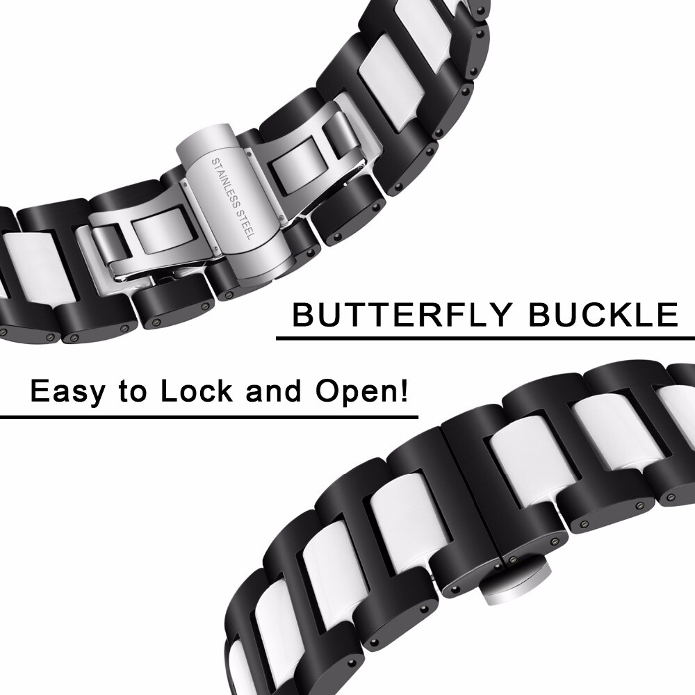 16mm 18mm 20mm 22mm Ceramic Replacement Watch Band Strap Metal Wrist Bracelet