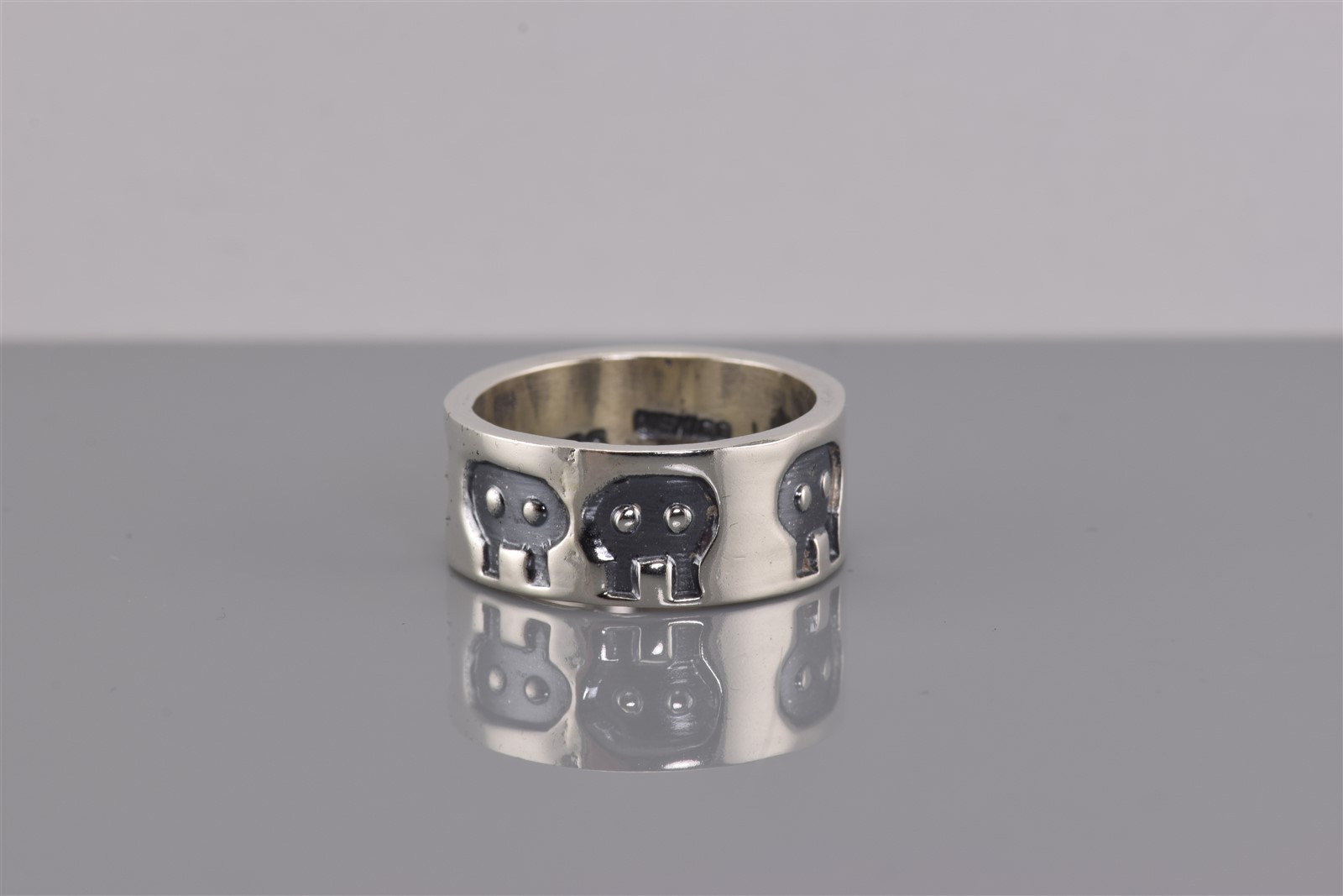 Sterling Silver Solid 8mm Carved Aliens Pacman Ghosts Band Ring Mex 925 Sz: 6